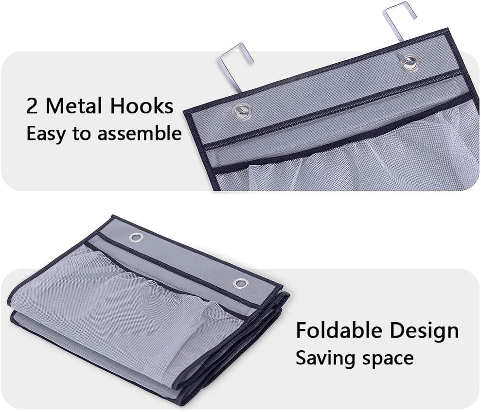 2PCS over the Door Hanging Organizer with Reinforced Shelves, 5 Large Pockets Closet Storage for Bedroom Bathroom, Space-Saving Hanging Shelf with Sturdy Structure for Clothes, Toys, Accessories image number 1