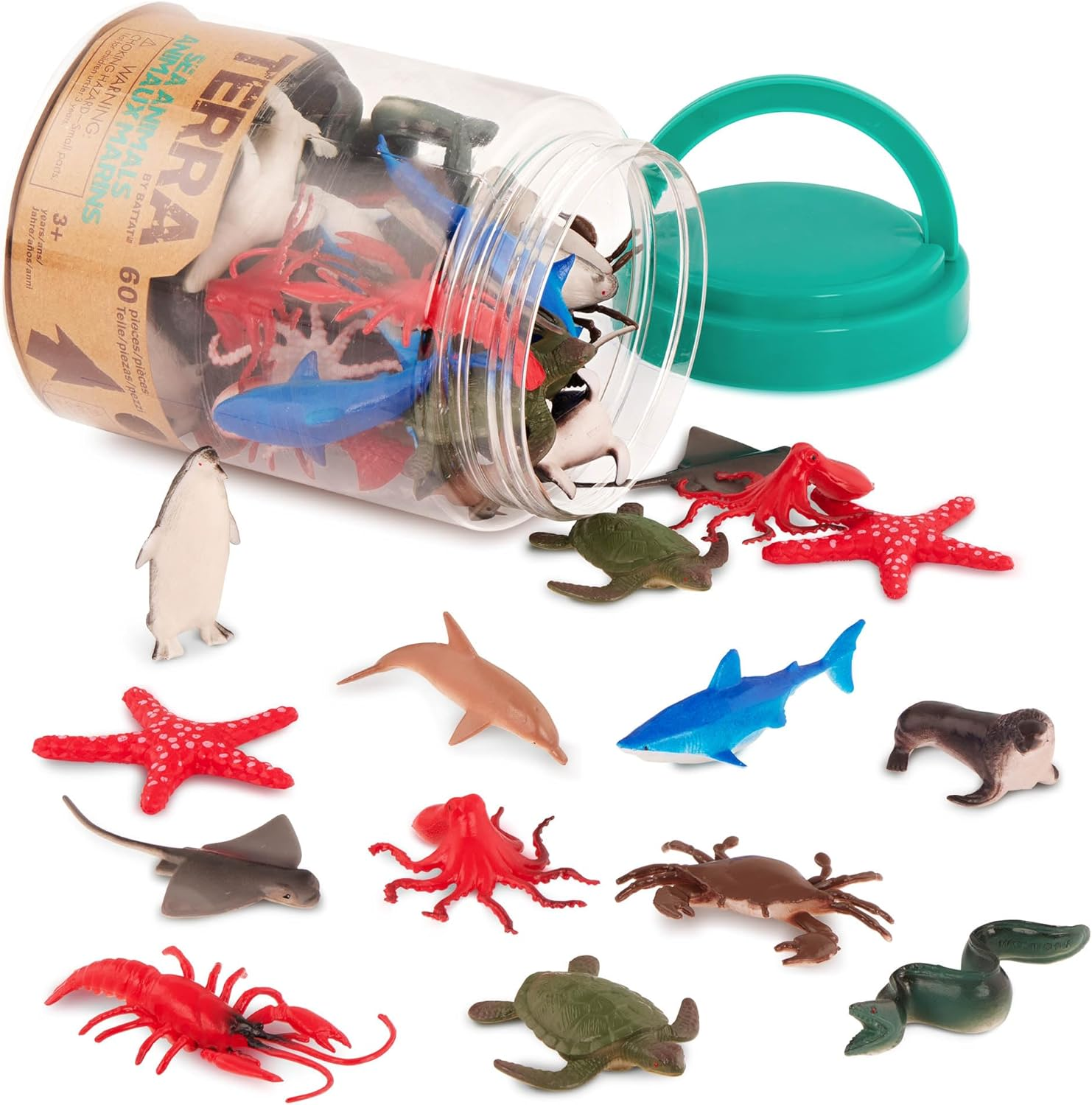 Battat AN6002Z Terra Sea Animals in Tube Action Figure Set,3.5" image number 2