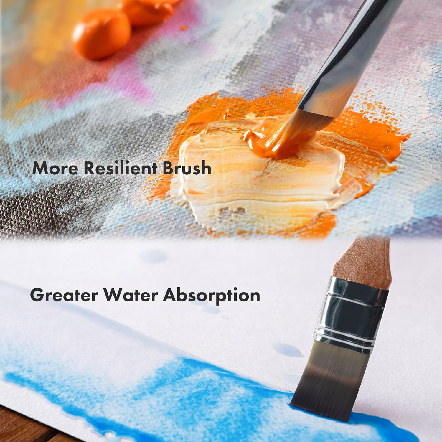 ARTIFY 24 Pcs Paint Brush Set, Expert Series, Enhanced Synthetic Brush Set with Canvas Roll and Palette Knife for Acrylic Oil Watercolor Gouache(Birch) image number 2