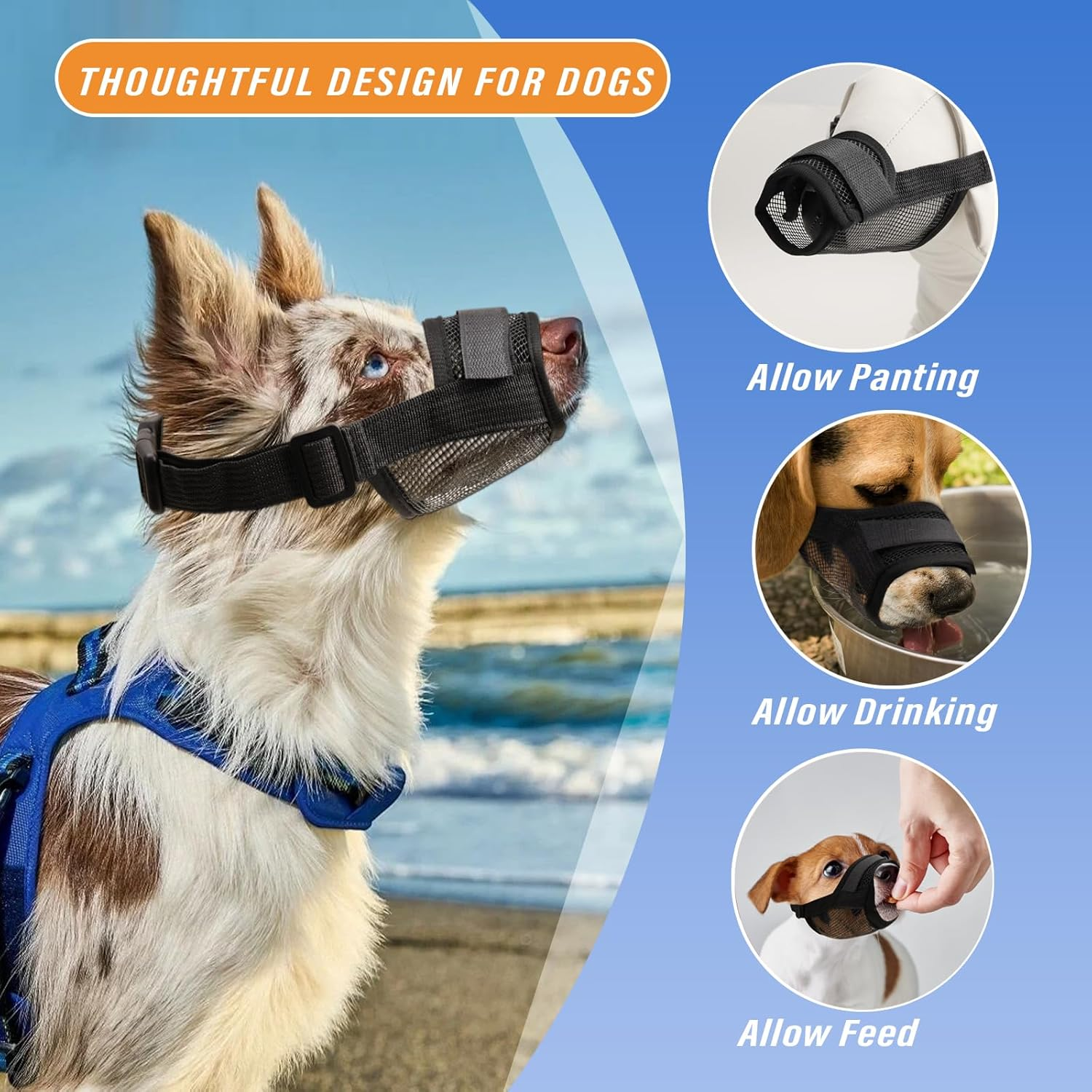 Viiotu Dog Muzzle, anti Barking Device for Small, Medium, Large Dogs, Adjustable Soft Breathable Mesh Muzzle, Prevents Biting,Barking,Chewing (Black, L) image number 2