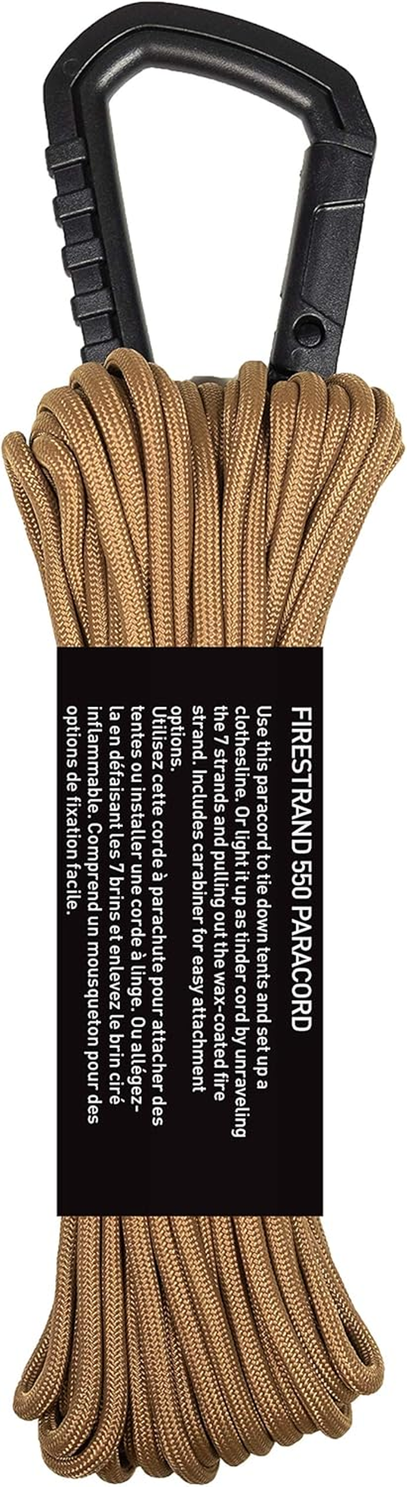 Gear AID Fire Strand 550 Paracord, 7 Strand Tinder Cord for Camping and Survival, Coyote, 50 Ft image number 6