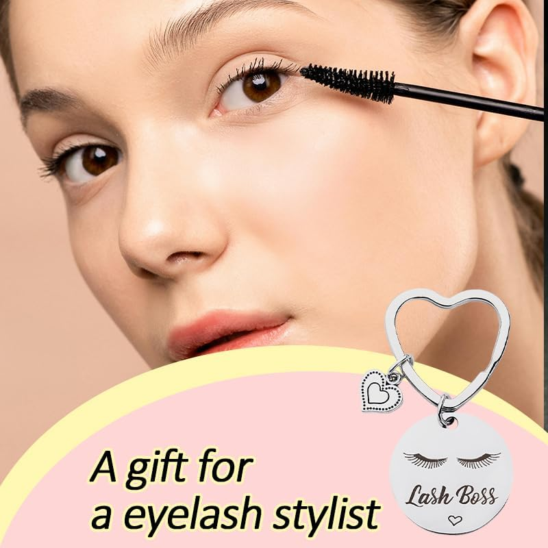 Lash Technician Gifts for Eyelash Tech Makeup Birthday Presents for Women Beautician Lash Boss Keychain for Women Eyelash Technician Lashes Artist Gifts for Esthetician Eyelashes Gift Makeup Bag Charm image number 6