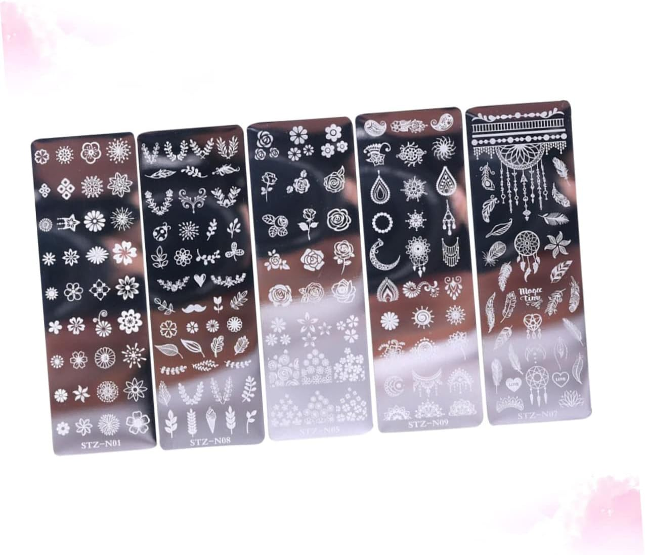 Nail Art Stamping Plates Set of 5 Floral Butterfly Nail Templates DIY for Women and Girls image number 1