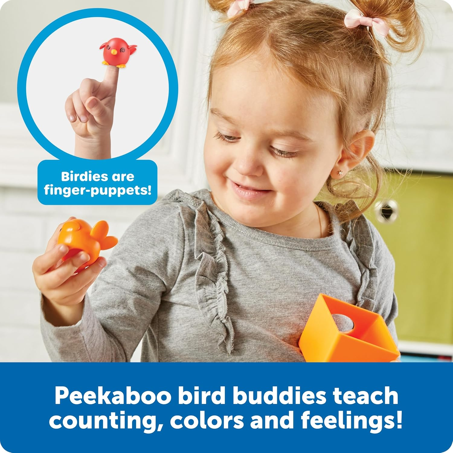 Learning Resources Peek-A-Bird Learning Buddies - 15 Pieces, Age 18 Months+ Toddler Learning Activities, Preschool Toys, Educational Toy for Color Teaching, Multicolor image number 1