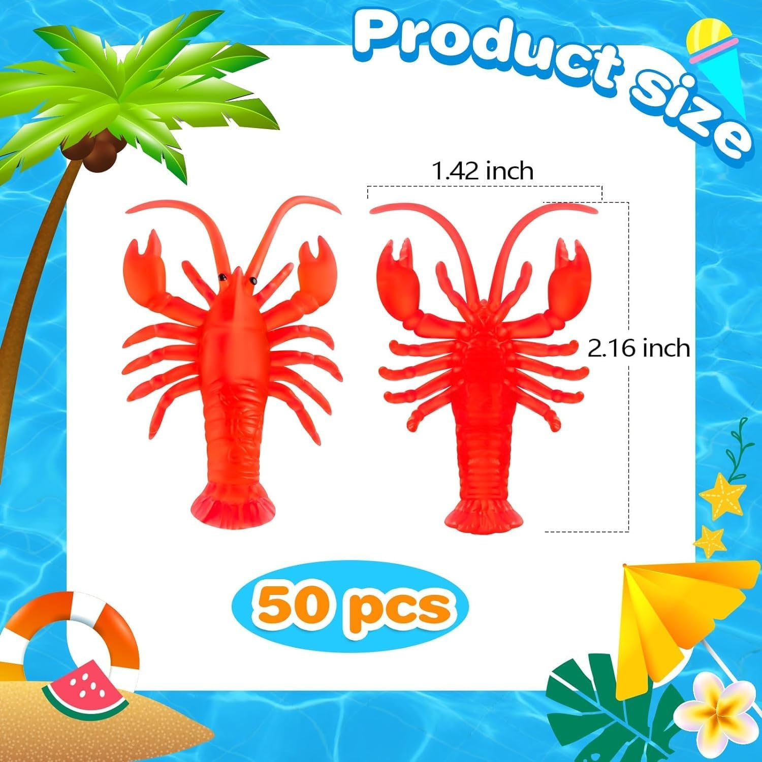 Lobster Toy, 50 Pcs Soft Lobster Models Crawfish Decoration, Small Red Lobster for Summer Beach Scenario Decoration and Home Decoration image number 5