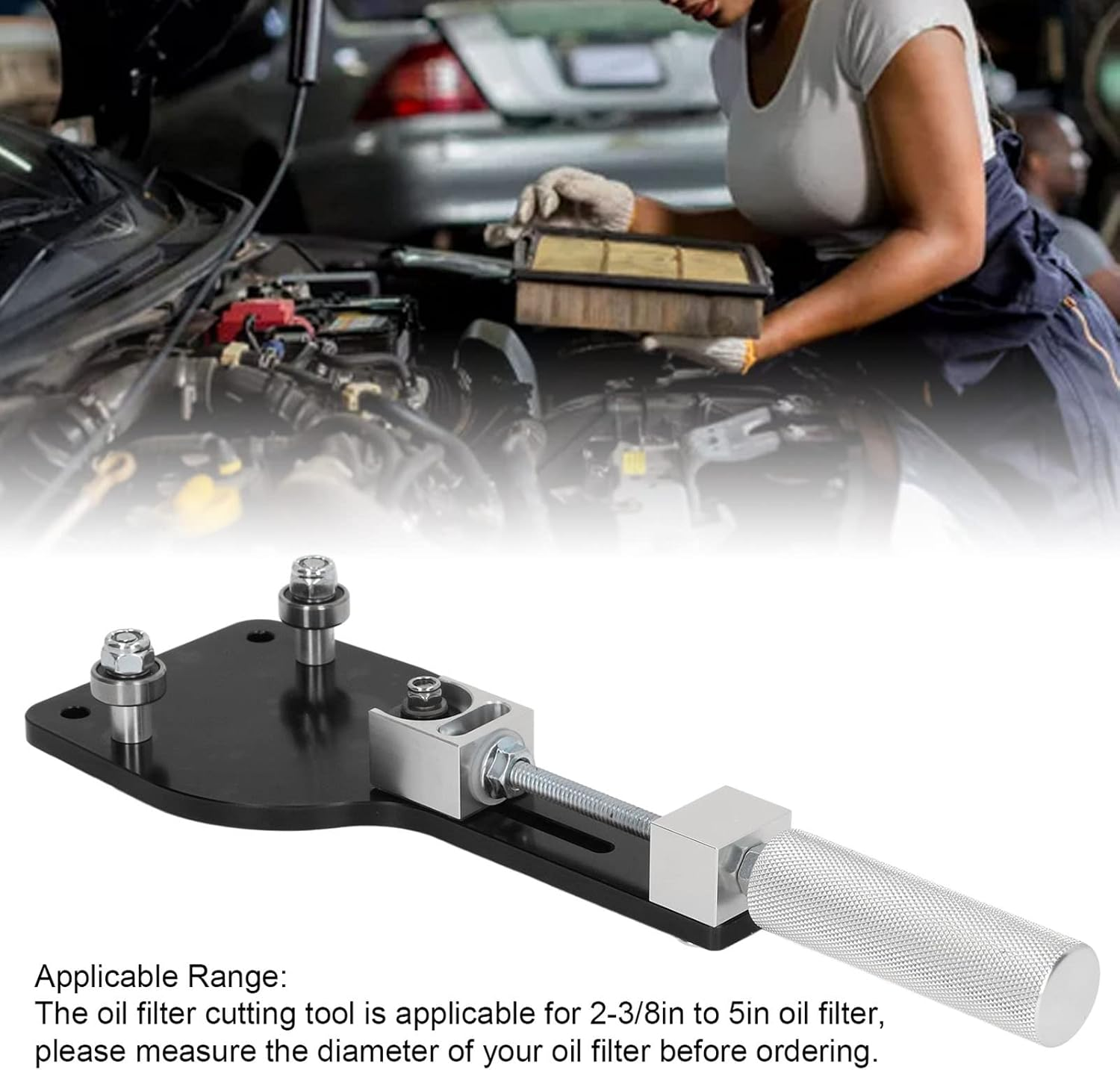 77750, Oil Filter Canister Cutter Zinc Alloy Durable Oil Filter Cutter for Car (Black)