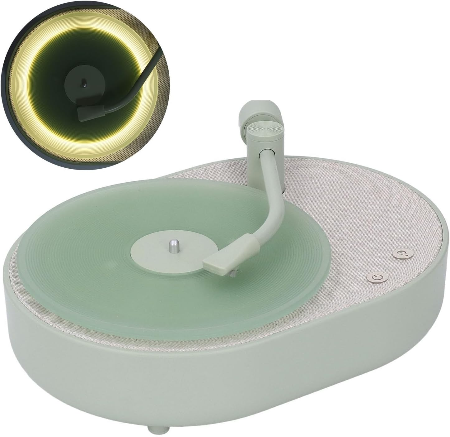 Portable Speaker, Lovely Record Player Design, Speaker 5.1 and Breath Light Combination, Hifi Full Frequency 8W Power Speaker Stereo LED Night Light (Green) image number 3