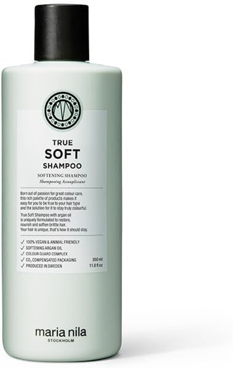 Maria Nila True Soft, Shampoo 350 Ml, for Dry Hair, Argan Oil Remoisturises & Reduces Frizz, 100% Vegan & Sulfate/Paraben Free