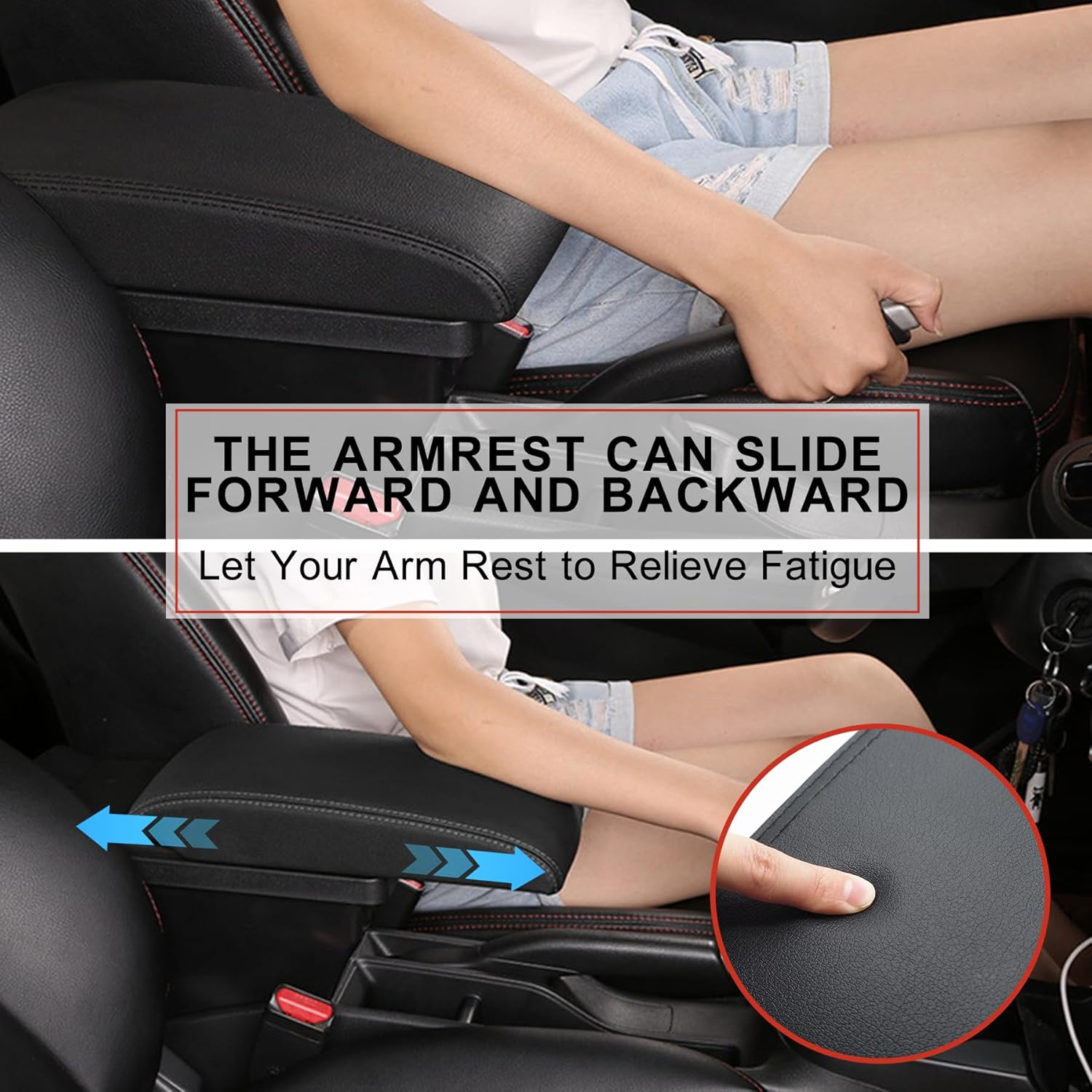 Car Armrest Box for Suzuki Jimny JB64W/JB74W 2018-2025, Adjustable Center Console Organizer Leather Armrest Pillow with Cup Holder, Double Layer Arm Rest Organizers Replacement Interior Accessories image number 5