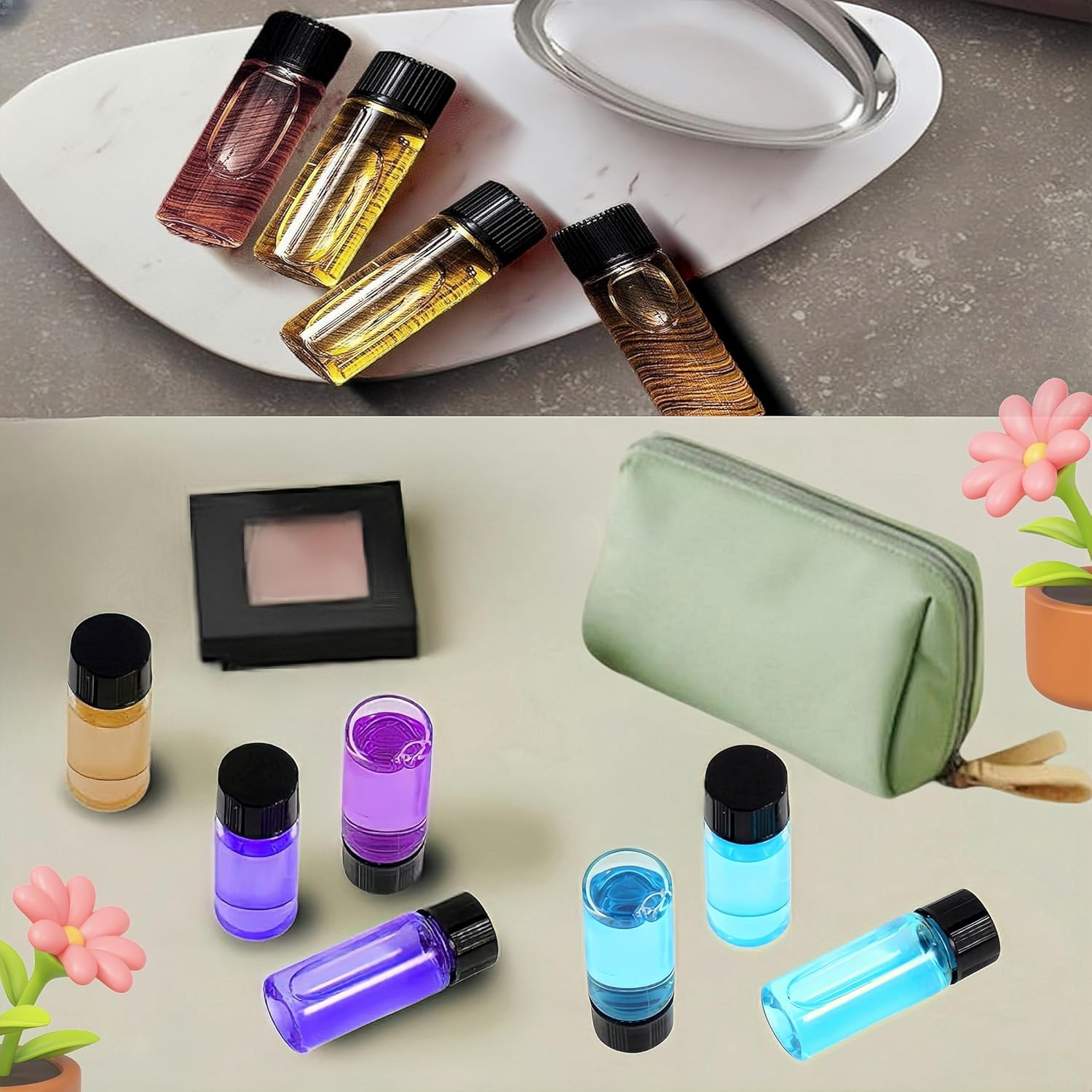 20Ml Glass Vials, 12 Pcs Screw Cap Beads Bottles, Bottled Transparent Test Tubes, Sample Vials, Containers Flat Test Tubes Solid Bottle, Refillable Empty Small Bottle for Sealed Small Bottles image number 1