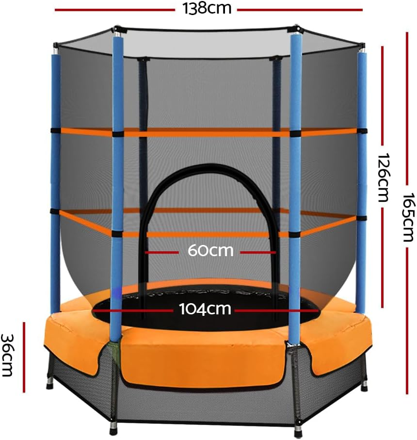 Everfit Trampoline for Kids Rebounder round Mini Trampolines, Outdoor Bouncing Children Gift, Step Ladder Enclosure Safety Net Cover Family Christmas Birthday - Multi-Coloured 4.5Ft image number 4
