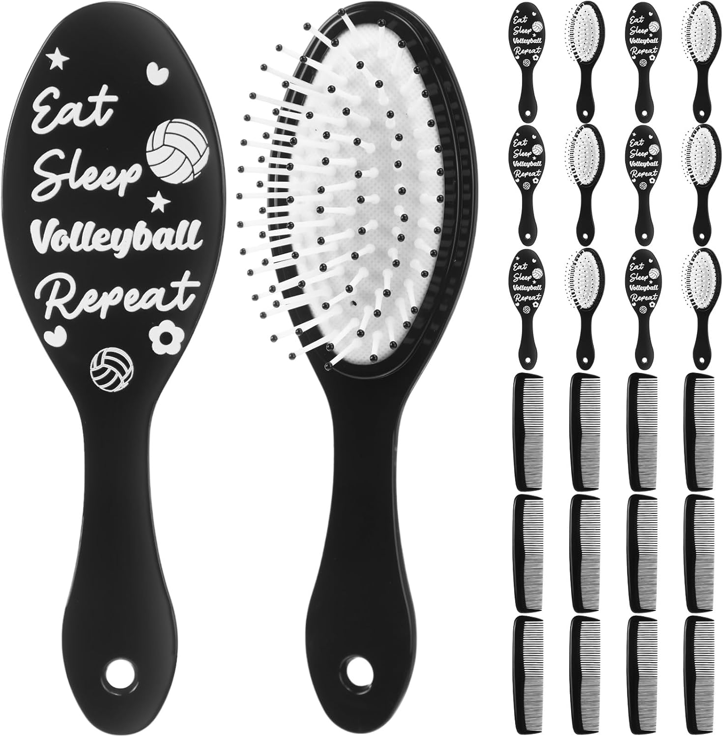 Jingmore 24 Pcs Volleyball Hair Brush Gifts for Girls Team Bulk Mini Detangling Hair Brushes and Bristles Plastic Combs Set for Volleyball Team Gifts Sport Players Party Favors image number 4