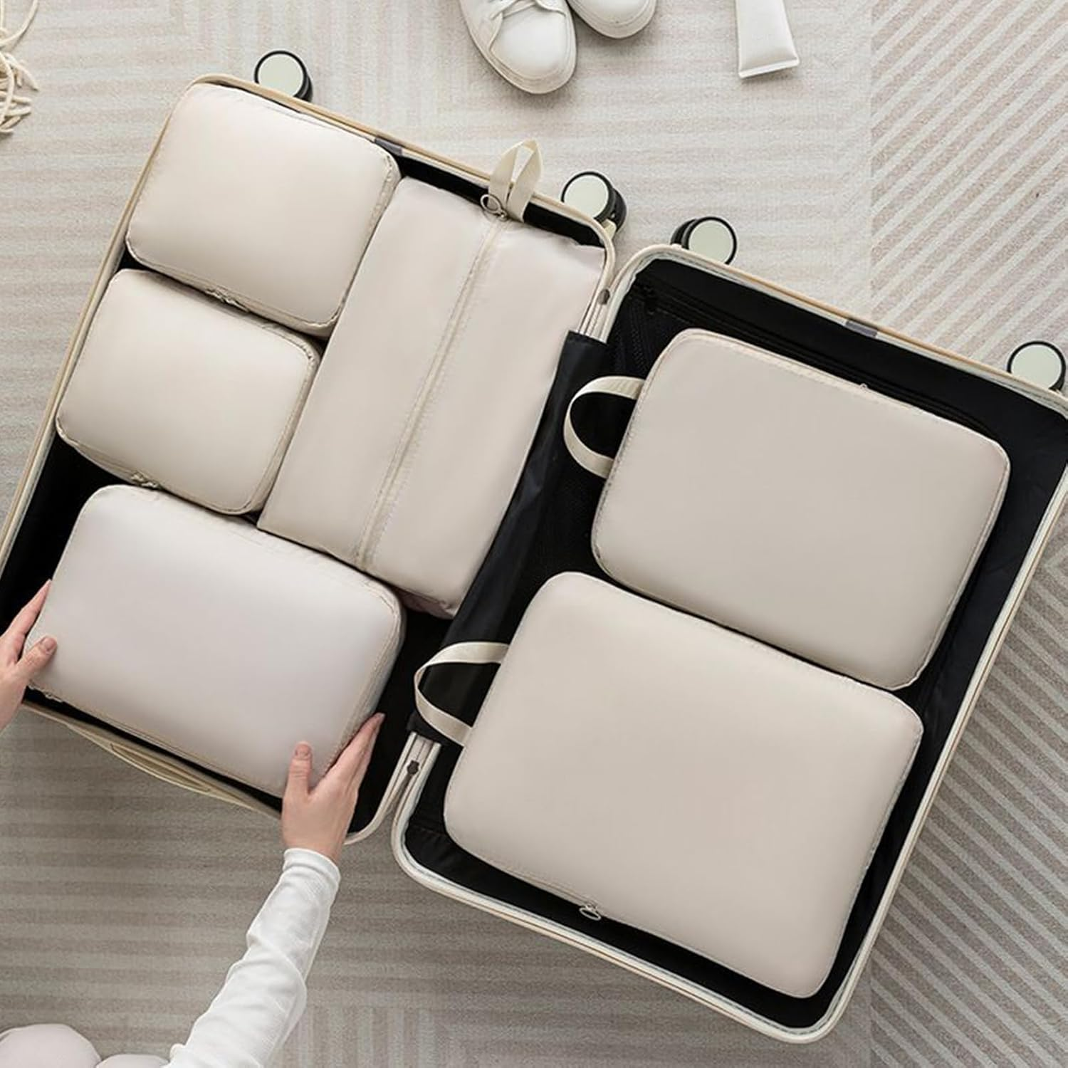 Compression Packing Cube | Expandable Traveling Storage - Luggage Packing Organizers for Travel | for Men Women Girls Youth Teens Wife Clothing Shoes Pants Socks Underwear image number 5