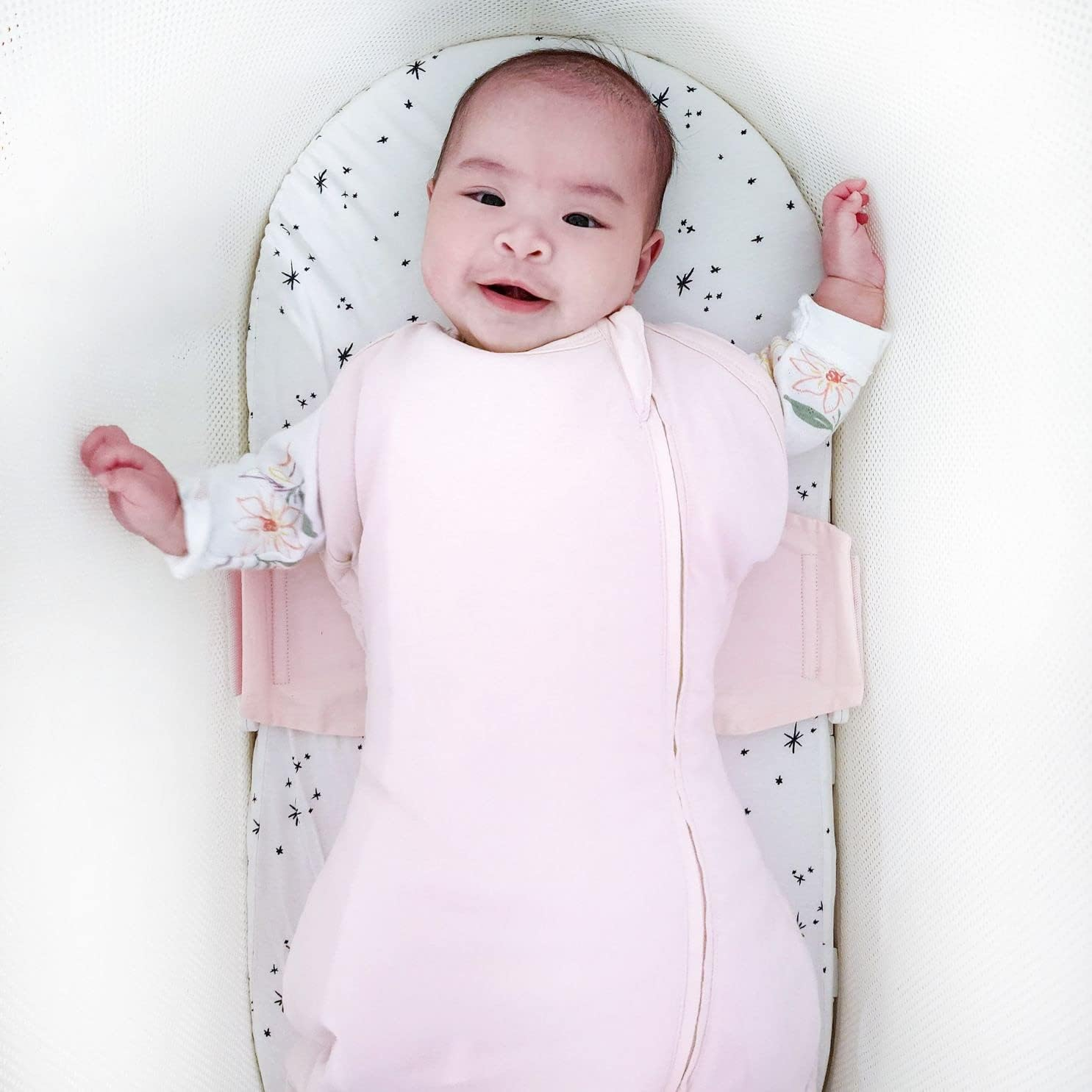 Happiest Baby SNOO Comforter Sleep Sack - 100% Organic Cotton Baby Swaddle Blanket - Doctor Designed Promotes Healthy Hip Development (Rose, Small) image number 3