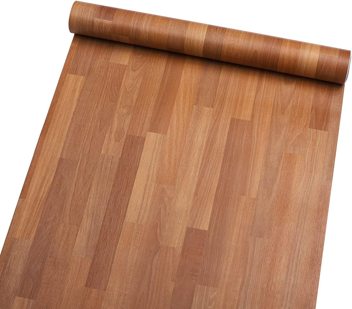Self Adhesive Wood Butcher Block Contact Paper for Kitchen Countertop Cabinets Door Table Desk Furniture Decal Wallpaper 15.7X117 Inches (Dark Color)
