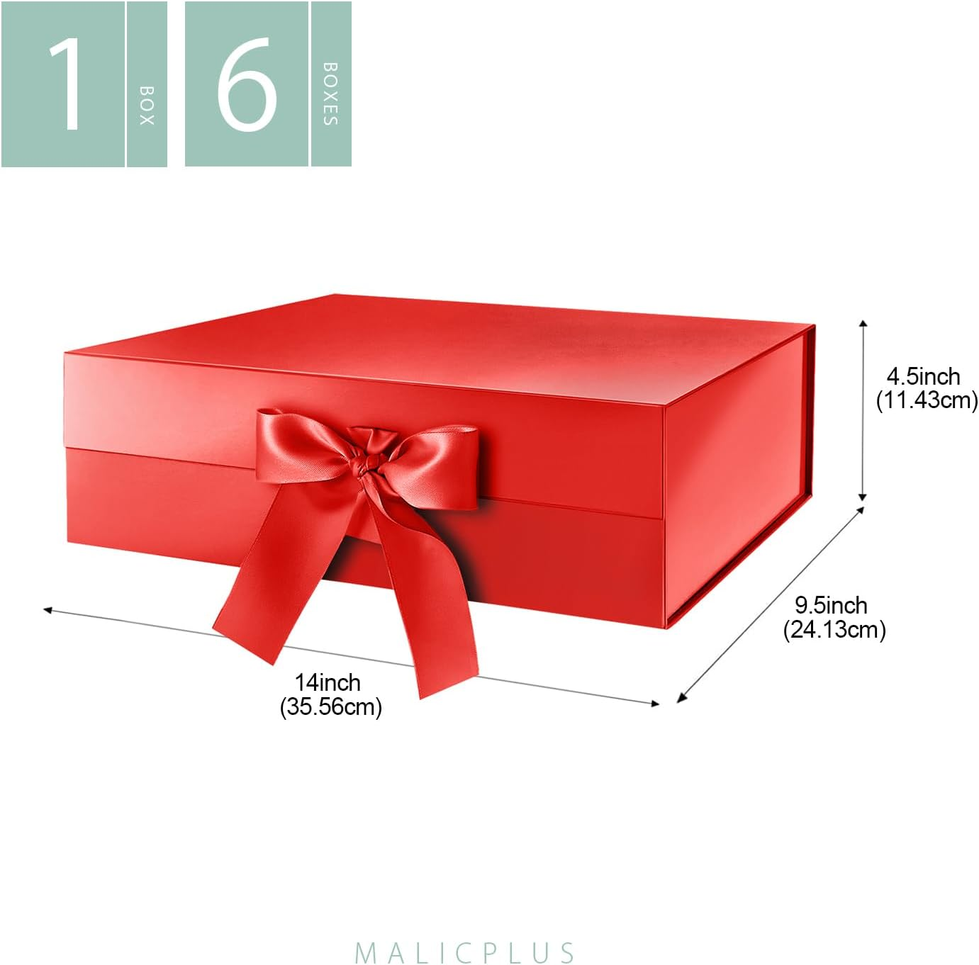 MALICPLUS 6 Large Red Glossy Gift Boxes with Lids, 34X22.5X10 CM, Magnetic, Luxury, Bridesmaid Proposal, Occasion: Gift-Giving, Size: 13.5 X 9 X 4.1 Inches image number 4