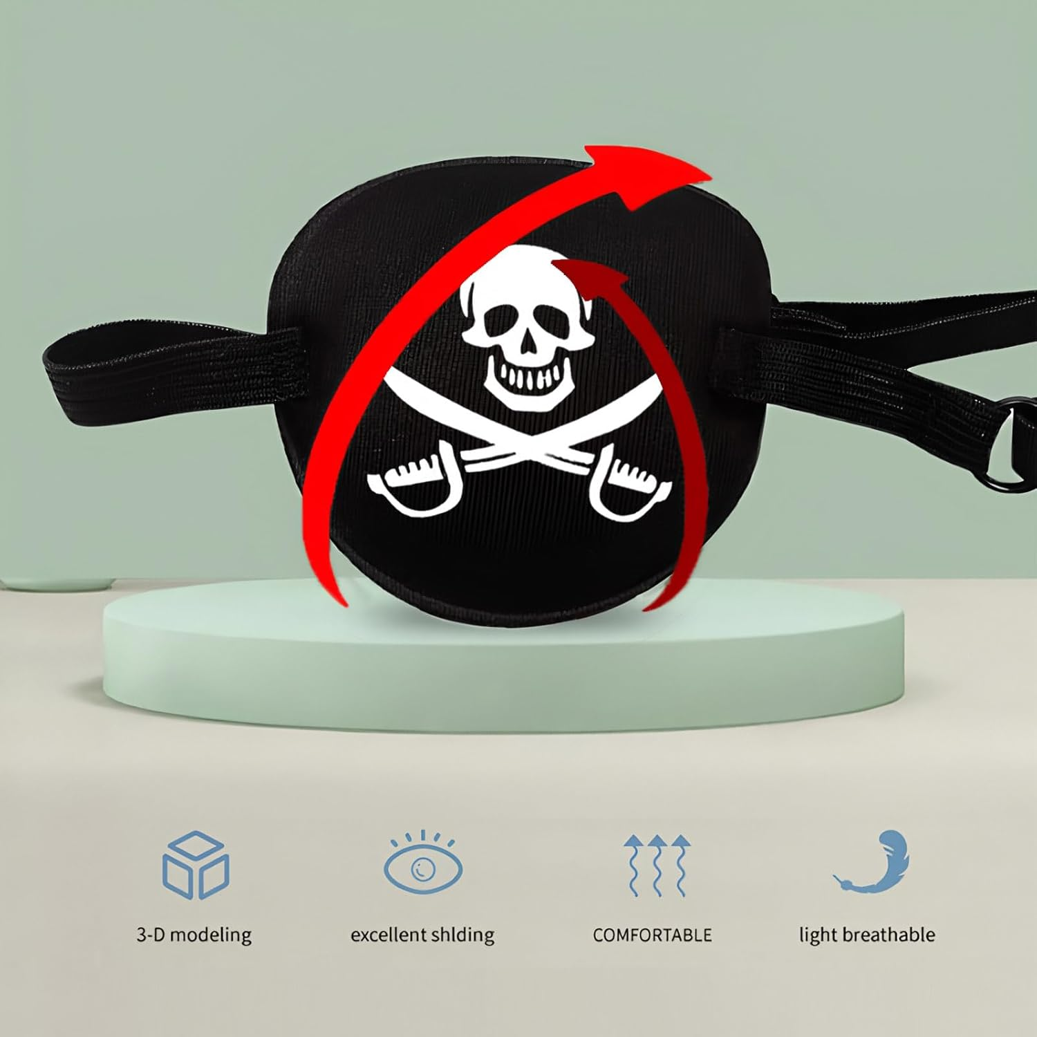 2Pcs Eye Patches for Adults, Soft 3D Adjustable Lazy Eye Patches for Left & Right Eye for Improving Weak Vision Strabismus, Surgery Recovery Period (Black) - Leopard Print image number 4