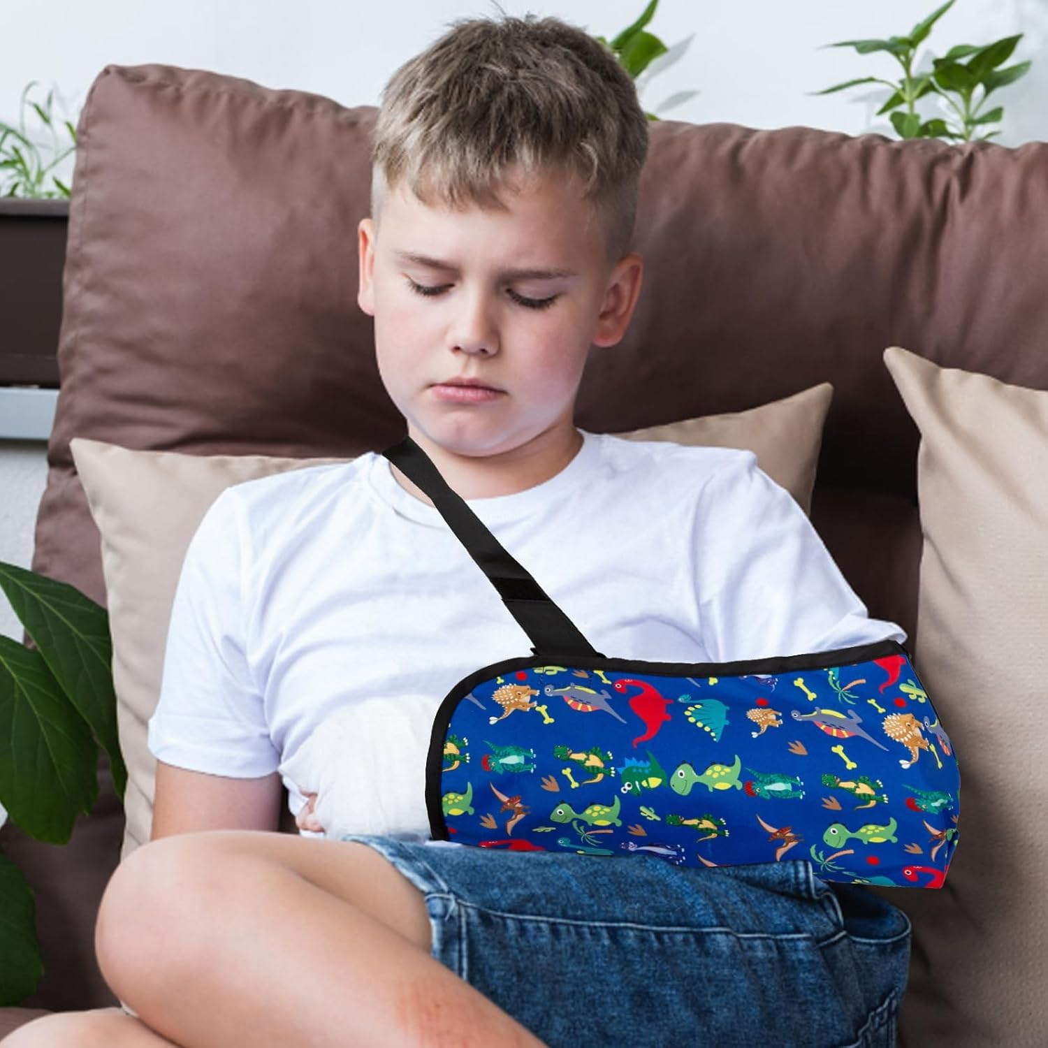Kids Arm Sling,Arm Sling for Shoulder Injury and Elbow Injury,Arm Sling Shoulder Immobilizer Broken Arm,Universal Padiatric Kids Sling for Dislocated Shoulder Support (Dinosaur Pattern) image number 2
