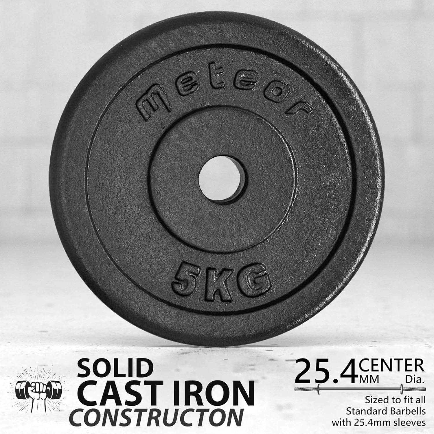 Meteor Essential Cast Iron Weight Plate 25.4Mm Hole, Standard Plate Weightlifting Plate for Dumbbells, Barbell, Weight Lifting, Bench Press image number 6