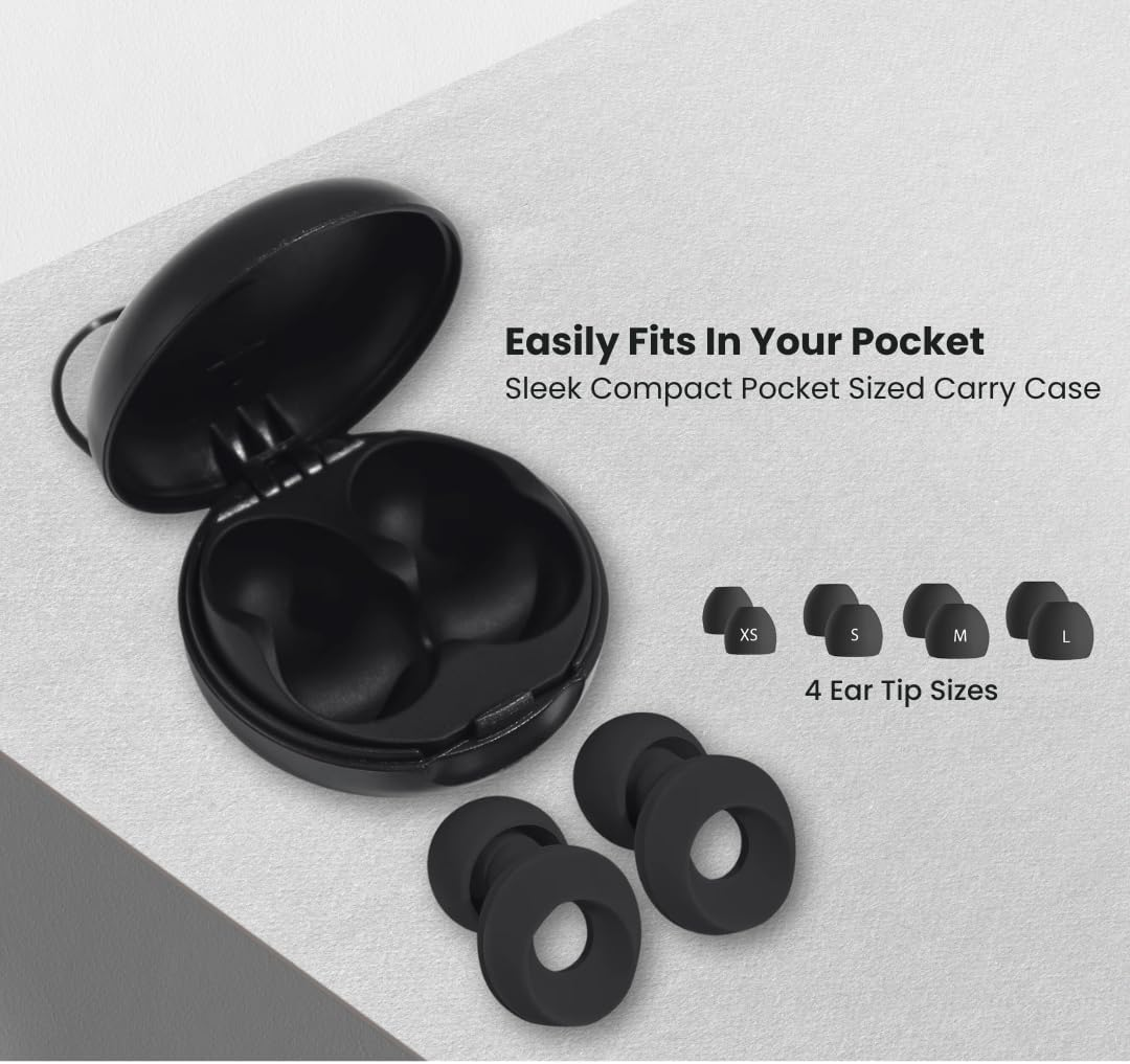 Ear Plugs - Flexible Silicone for Superior Hearing Protection, Ultra-Soft Reusable Noise-Reducing Earplugs for Sleep, Focus, Travel | Custom Fit with 8 Tips in XS/S/M/L | SNR 21Db image number 3