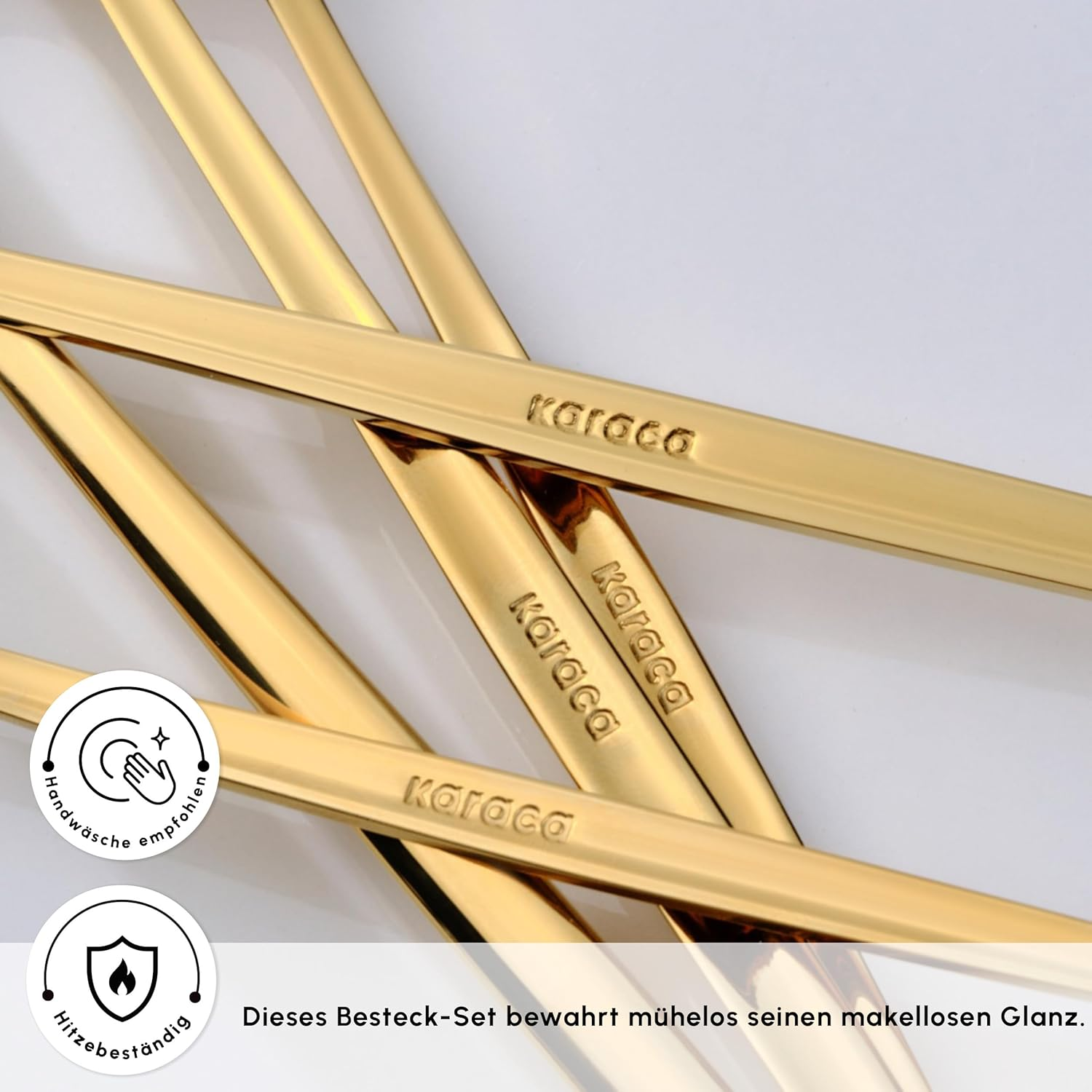 Karaca Orion Shiny Gold 30-Piece Cutlery Set Knives, Forks, Spoons, Cake Forks, Stainless Steel, Cutlery Set, Healthy and Hygienic, Modern Design image number 3