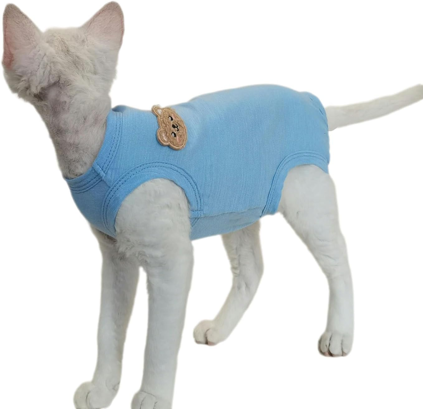 IUOUTG Hairless Sphynx Cat Clothes Breathable Four Leg Cotton Cat Pajamas Girl Kitten Pullover Vest Soft Boy Pet Clothes Kitten Shirts Cat Apparel for Cornish Rex Devon
