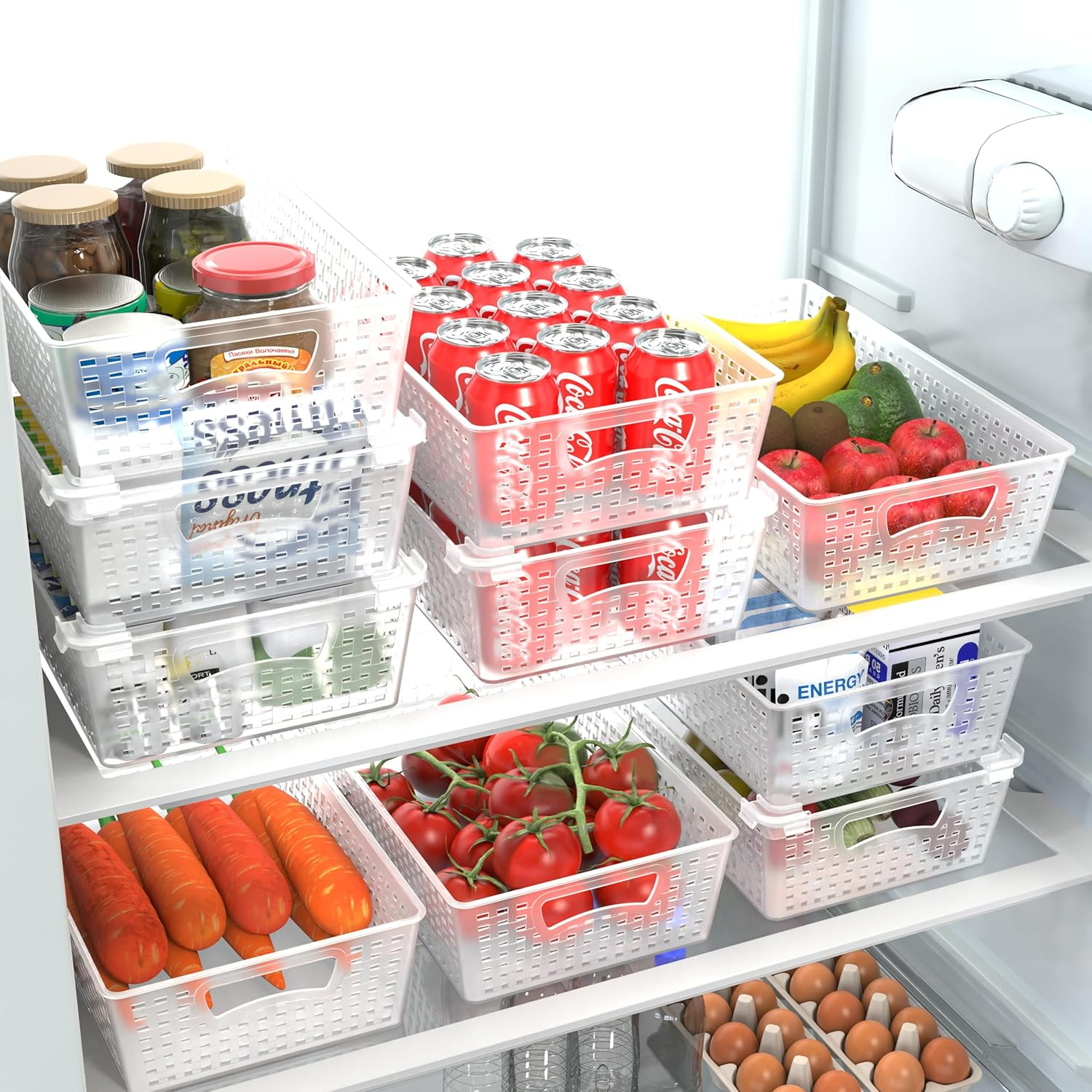 Simple Houseware Stackable Plastic Storage Baskets Kitchen Drawer Organiser, 6 Pack, Clear image number 4