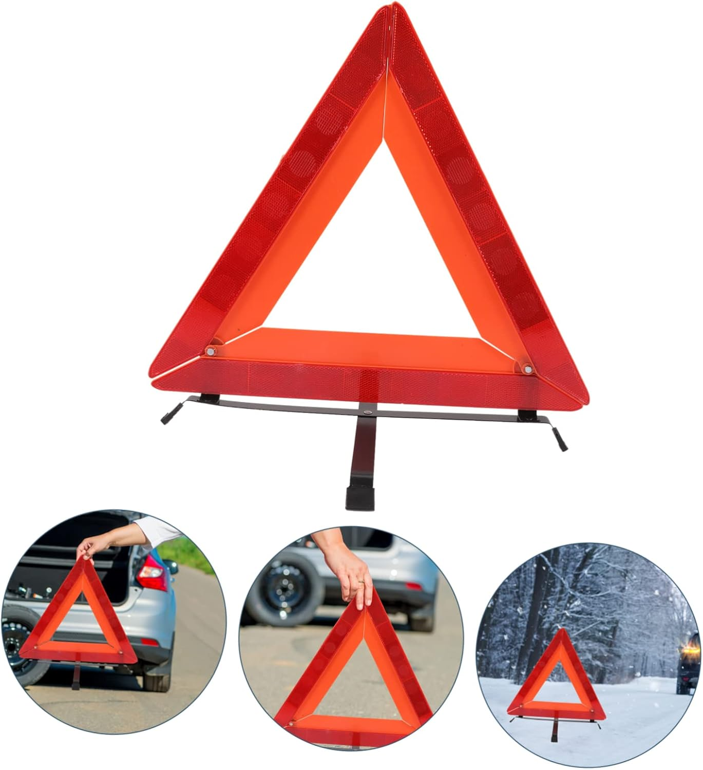 KICHOUSE Warning Triangle Reflective Roadside Triangles Reflector Car Essentials image number 1