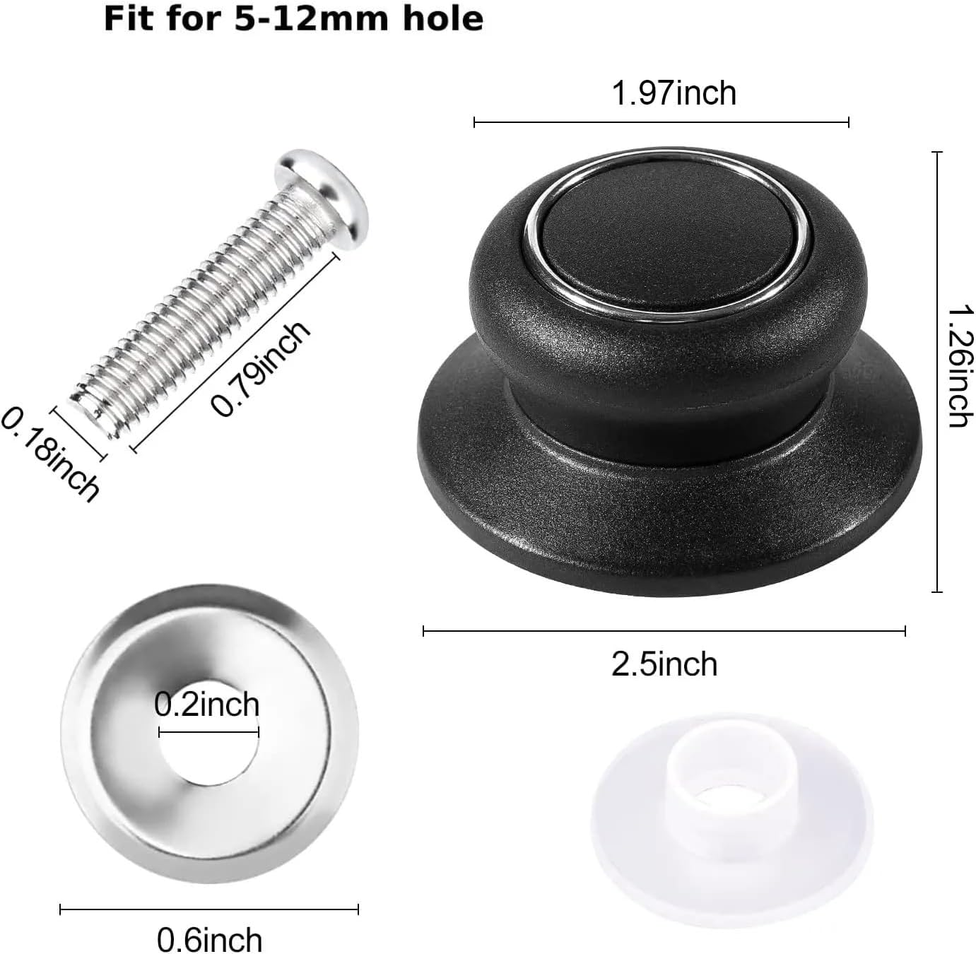 4Pcs Pot Lid Knobs, Bakelite Kitchen Cookware Universal Replacement Handle Knobs, Top Replacement Holding Handle for Casserole Kettle Cover Glass Saucepan Pot Lid image number 2