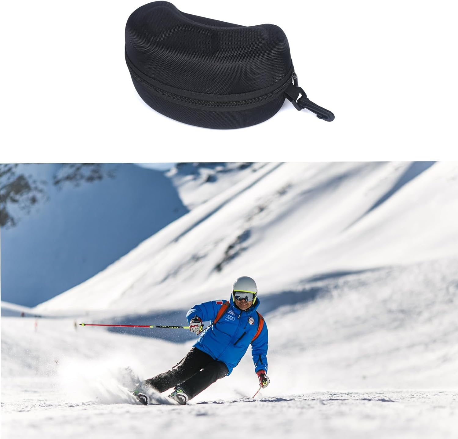 EVA Snow Goggles Case Ski Snowboard Goggles Winter Sports Glasses Case Zipper Hard Shell Box with Clip image number 2