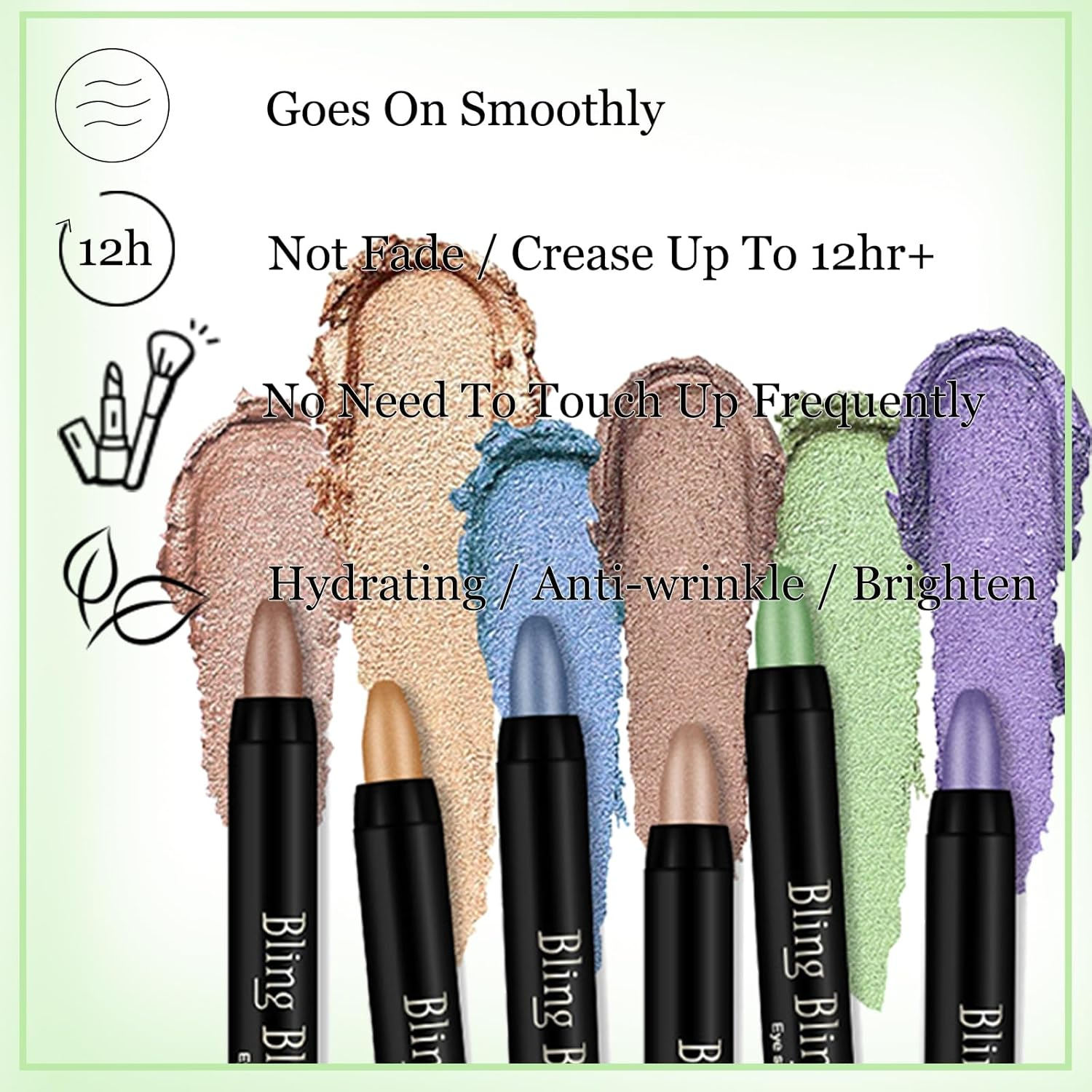 Eyeshadow Stick, 16 Colors Glitter Cream Eyeshadow Stick Set, Waterproof Eye Shadow Pencil, Colorful Eye Shadow Stick Pen Makeup Set, Waterproof & Long Lasting Starter Eyeshadow Stick Sets image number 4