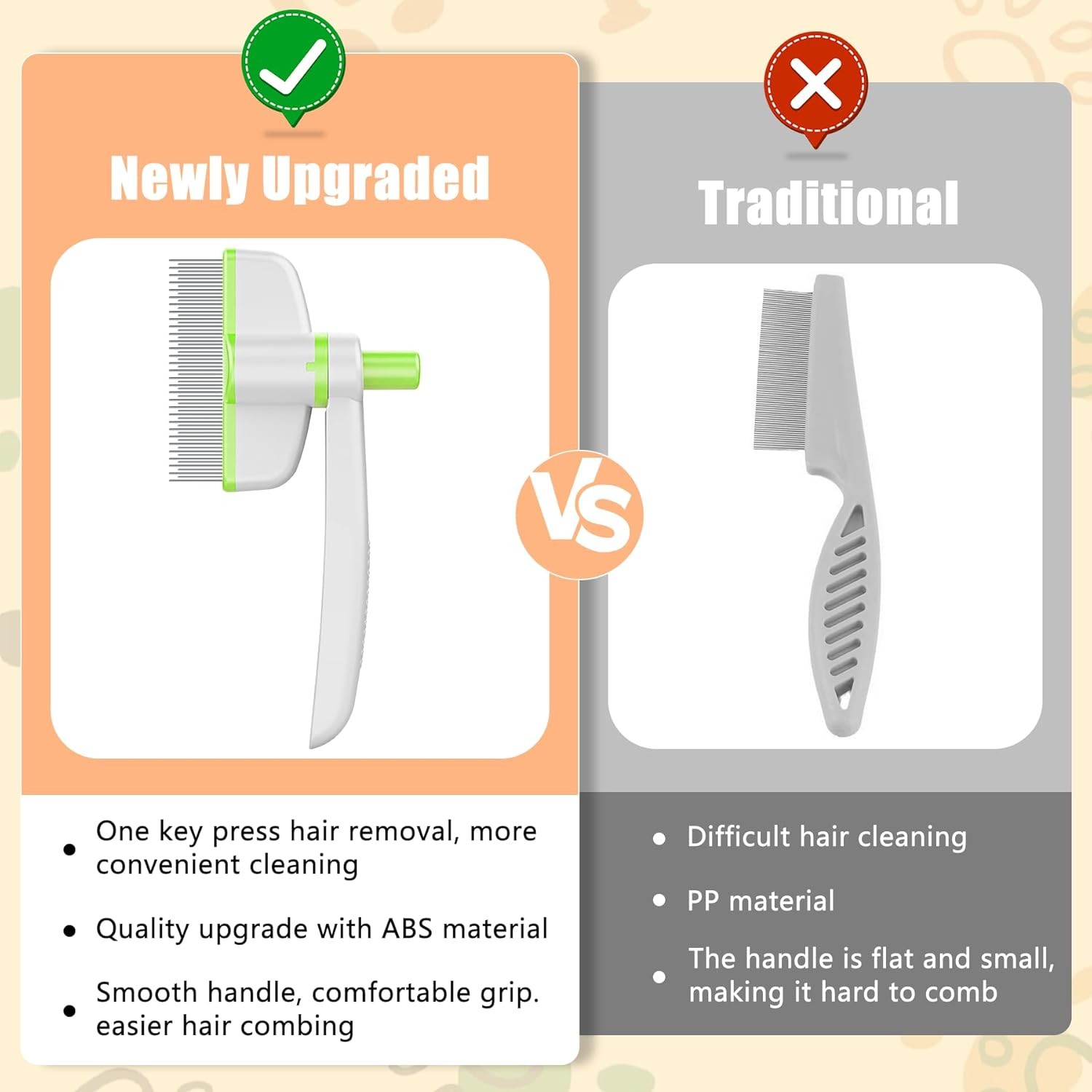 Oiuyamn 360-Degree Rotating Cat Hair Removal Comb with One-Click Release Button - Multifunctional Pet Grooming Tool for Cleaning Shedding Hair Indoor Use - Yellow image number 3