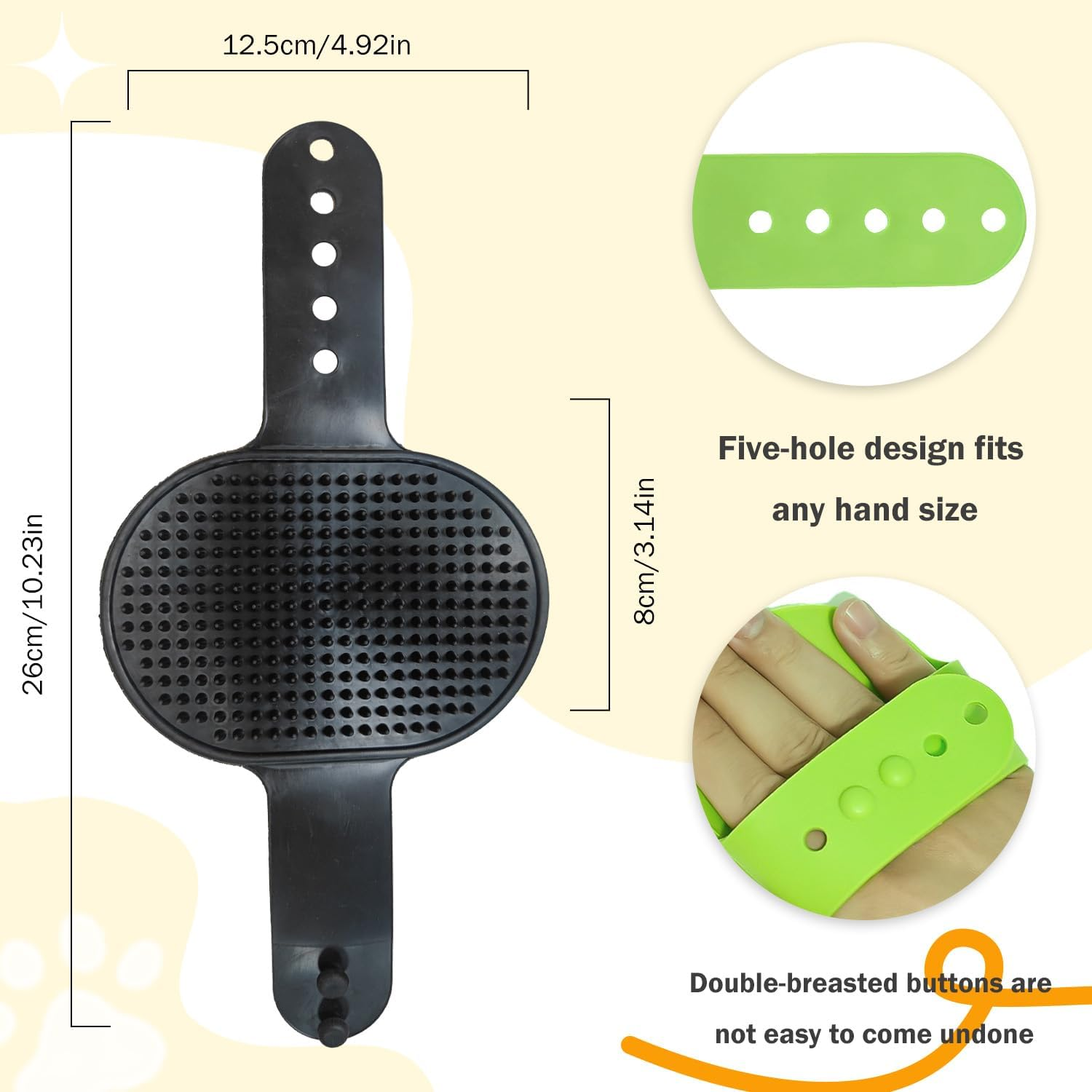 TORMEN 2 Pcs Dog Bath Massage Brush, Dog Grooming Brush,Rubber Grooming Brush with Adjustable Handle for Dogs and Cats, Soft, Gentle & Skin-Safe for Long & Short Hair (Black) image number 5