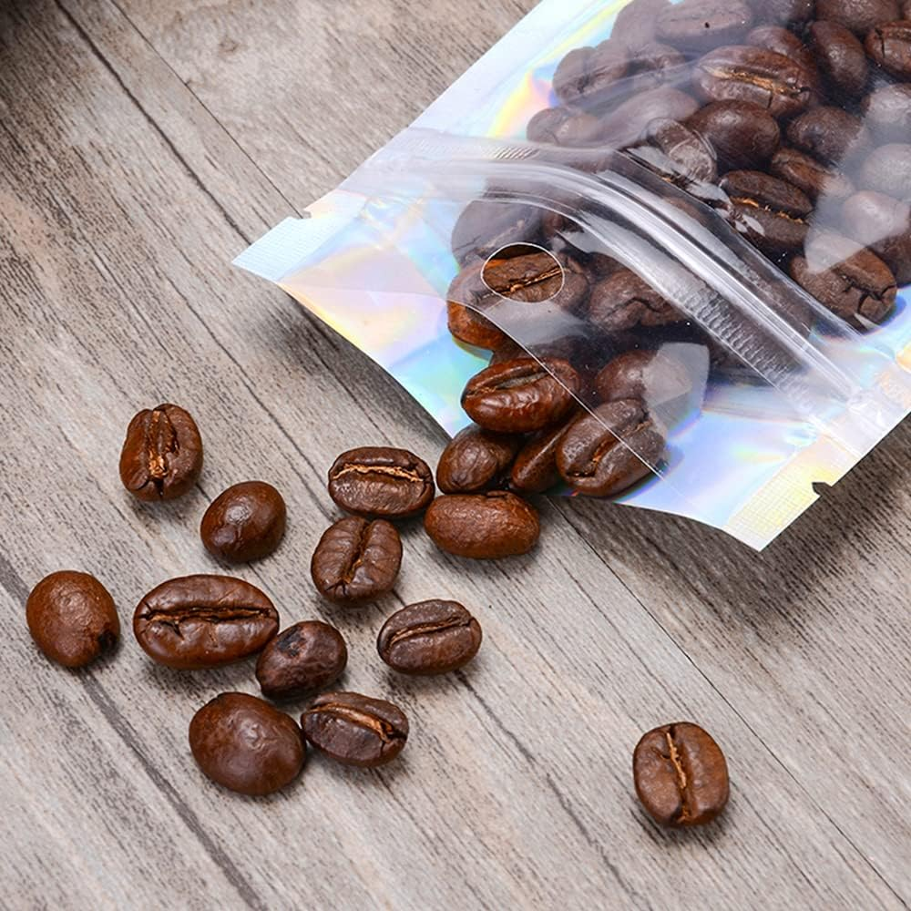 50PCS Food Storage Pouch Holographic Resealable Mylar Zip Aluminum Foil Bag (9X16Cm) image number 3