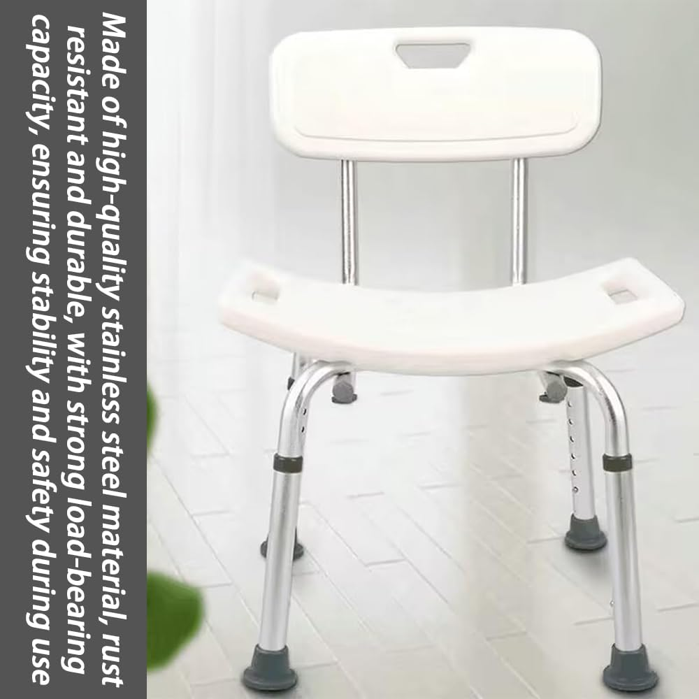 Heavy Duty Shower Seat for Elderly Alumibath, Shower Chair with Back 78-82 Cm Shower Stool with Shower Head Holder Bathroom Stool Chair Ergonomic Aid for Disabled image number 2
