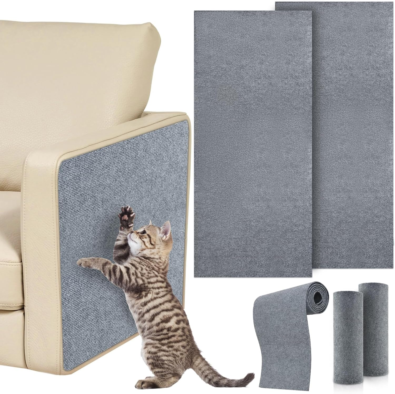 Babikeen Pack of 2 Self-Adhesive Scratching Mat, 200 Cm X 40 Cm, Self-Adhesive Scratching Mat, Cat Scratch Protection, Sofa Cat, DIY Scratching Board, Cat Scratching Mat, Cat Scratching Mat