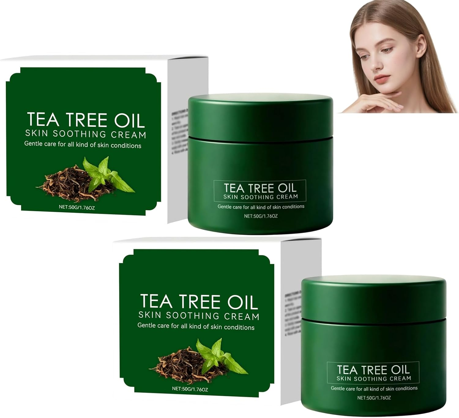 Tea Tree Oil Care Cream, Moisturizer for Dry Skin, Soothing & Hydrating Skin, Brightening, Fast Absorbing Body Cream for Women and Men, Gentle Care, Non Irritating (1Pcs)
