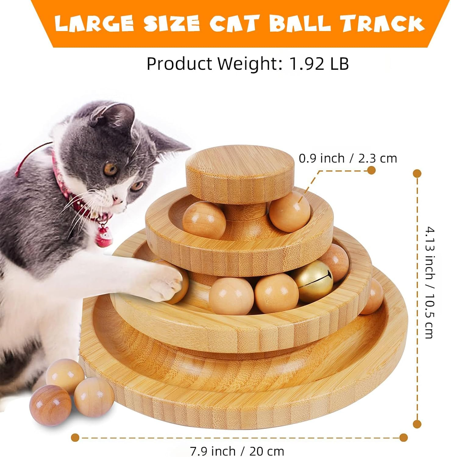 EP Leben Cat Ball Track Toy, Kitty Toys Roller, 3-Level Ball Tower with 9 Removable Balls,Interactive Cat Toy, DIY Circle Fun Toy for Kitten Mental Physical Exercise - Medium Size