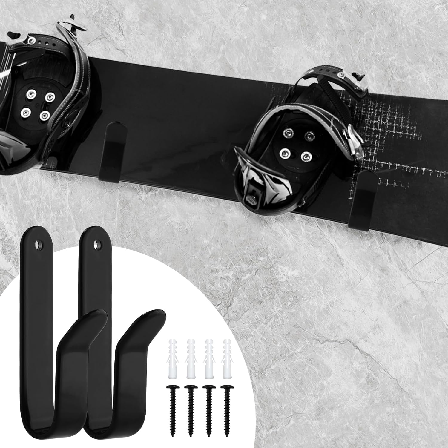 PEUTIER 2Pcs Snowboard Wall Mount, Snowboard Wall Rack Hanger Snowboard Display Rack Snowboard Accessories for Ski Board Longboard