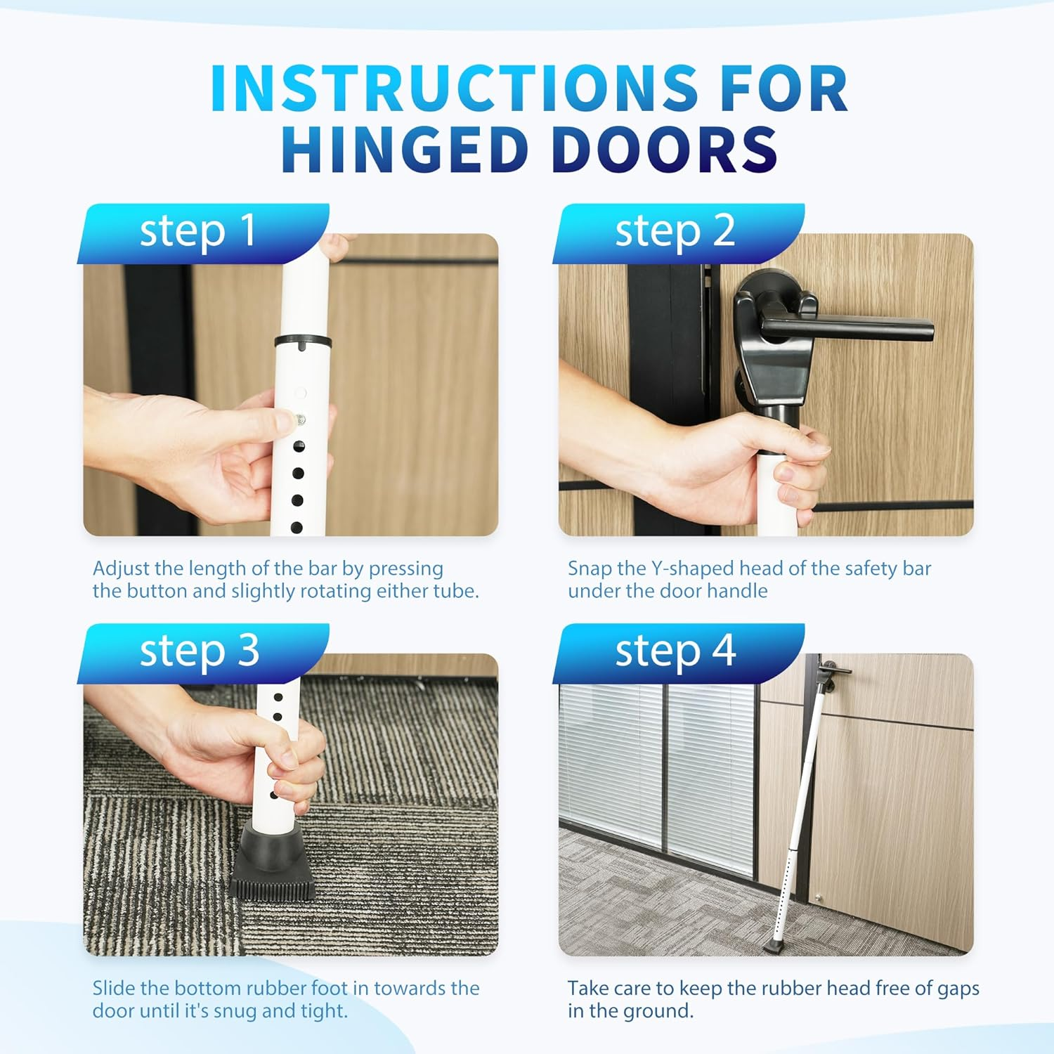 2025 Upgraded 2-In-1 Door Security Bar & Sliding Windows Bar,Adjustable Heavy Duty Stoppers Jammer for Apartment,Home, Hotel Room,Travel(1 Pack,White) image number 2