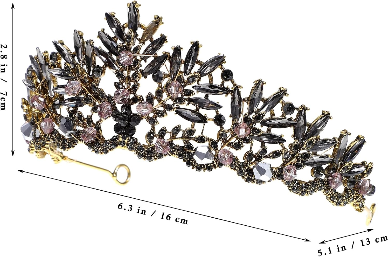 Luxshiny Bridal Hair Shining Baroque Crown for Women - Rhinestone Hair Comb Tiara Headband - Crystal Wedding Crown image number 4