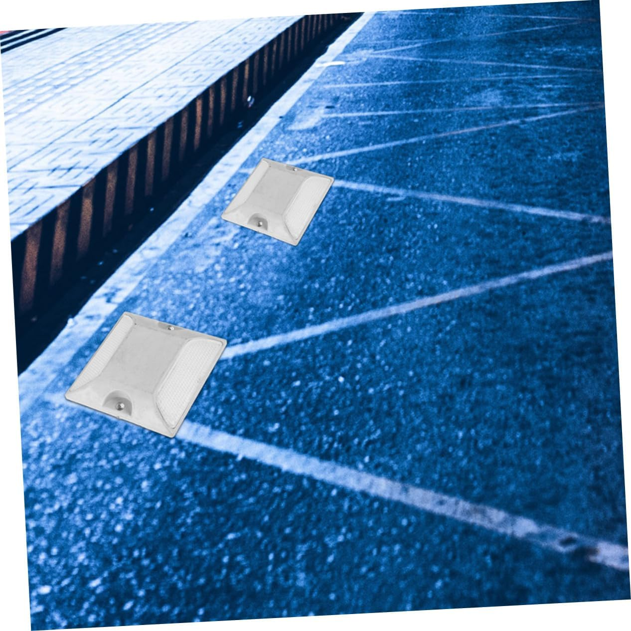 GANAZONO 4Pcs Reflective Lane Markers Plastic Road Reflectors for Driveway and Pavement Safety Night Visibility Asphalt Studs for Sidewalks and Speed Bumps image number 4