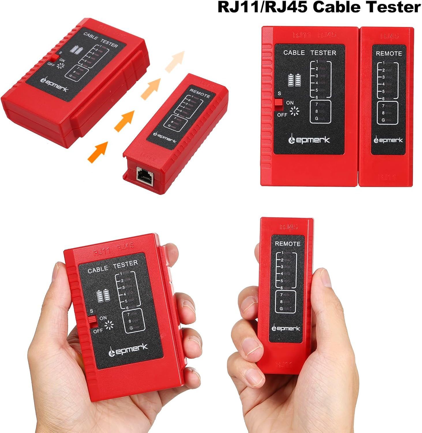 Rj45 Crimp Tool Kit,Rj45 Crimp Tool Kit All in One Pass through Crimping Tool for Cat5E Cat6 Cat6A Pass through Connector with 100Pcs Connectors 100Pcs Covers Network Cable Pliers Tester Blades image number 6