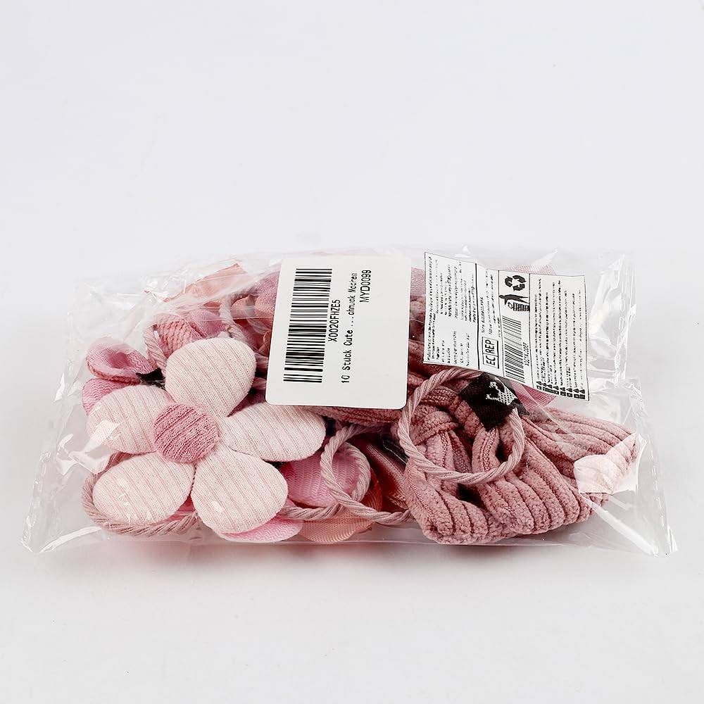 Pack of 10 Cute Hair Bobbles Pink Bow Flower Small Hair Bobbles Girls Cute Bows Flowers Cable Tie Bow Baby Hair Scrunchie Girls for Girls Children Styling Hair Accessories Girls image number 4