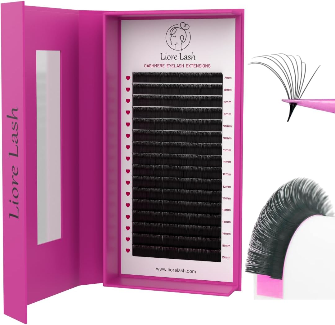Easy Fan Cashmere Volume Eyelash Extensions C D L M Curl, 3D Premade, 0.07-0.10, Super Matte Black Individual Lashes Extension Mix Tray 7-15Mm (Easy Fan C Curl 0.07) image number 4