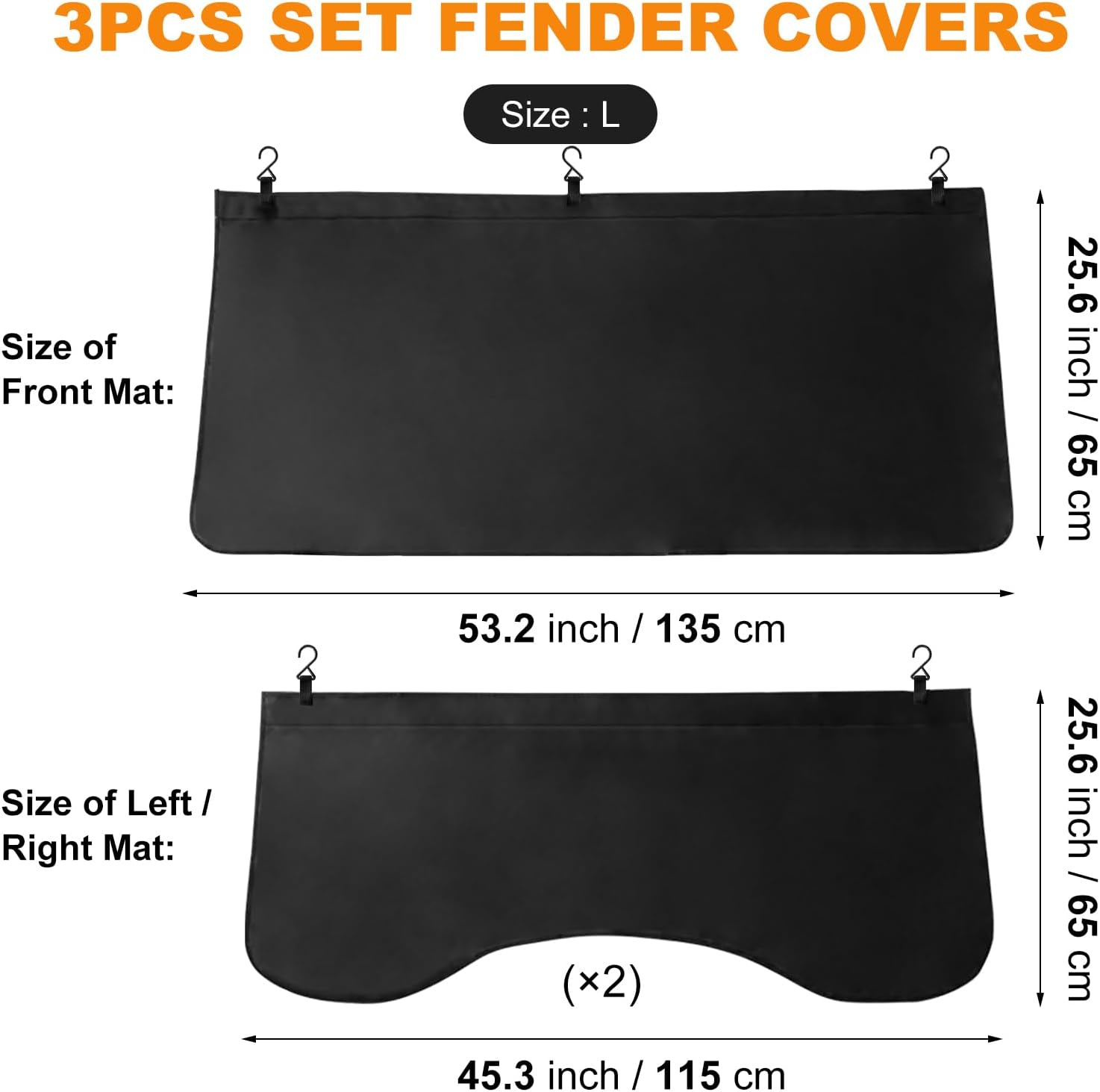 3Pcs Set Car Protective Fender Covers Automotive Magnetic Protective Mat for Repair PU Leather Fender Cover Work Mat, Scratching Prevention Mat Pad with Hooks (Size L) image number 4