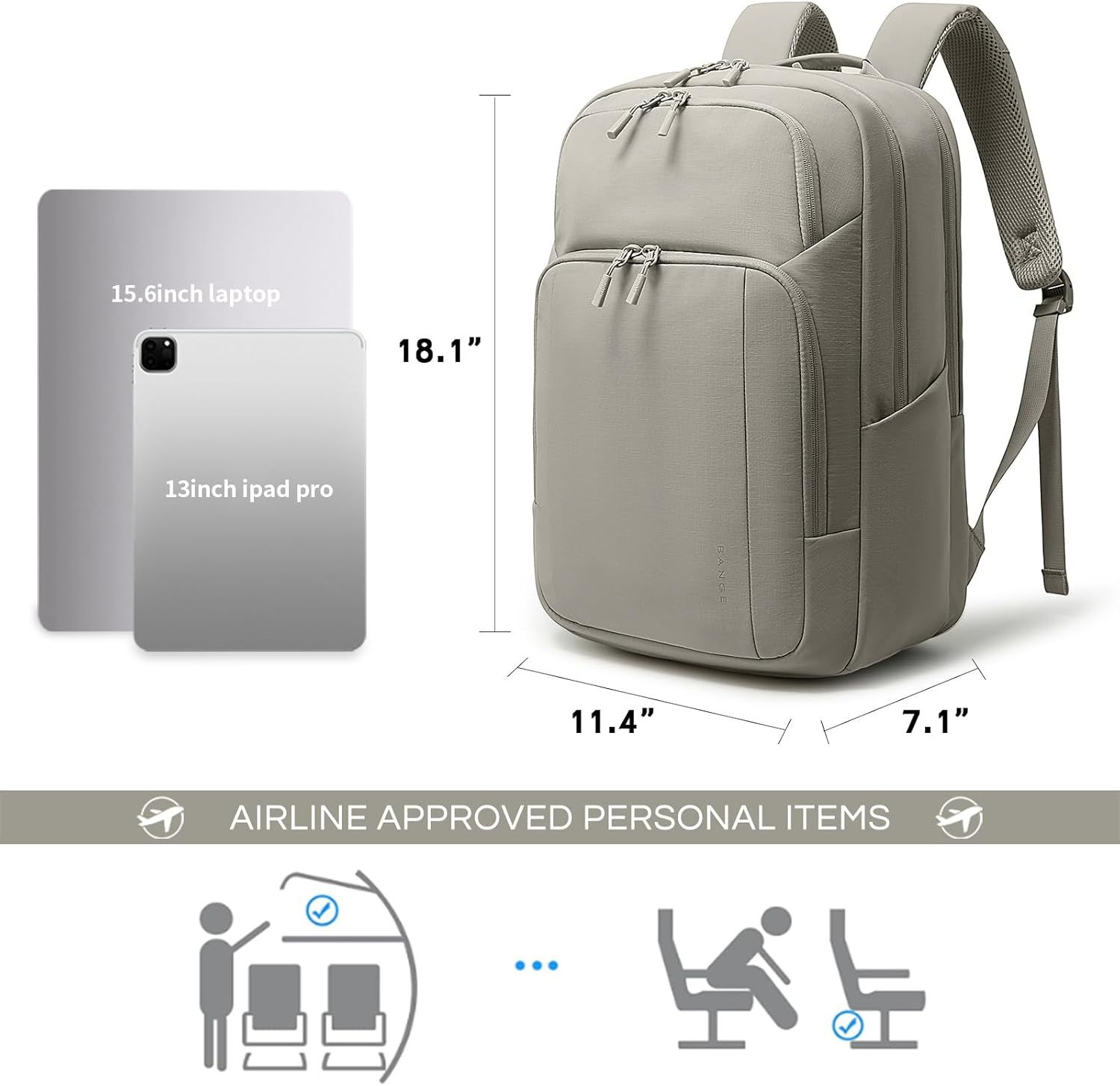 BANGE Casual Daypacks for Men and Women - Black image number 2