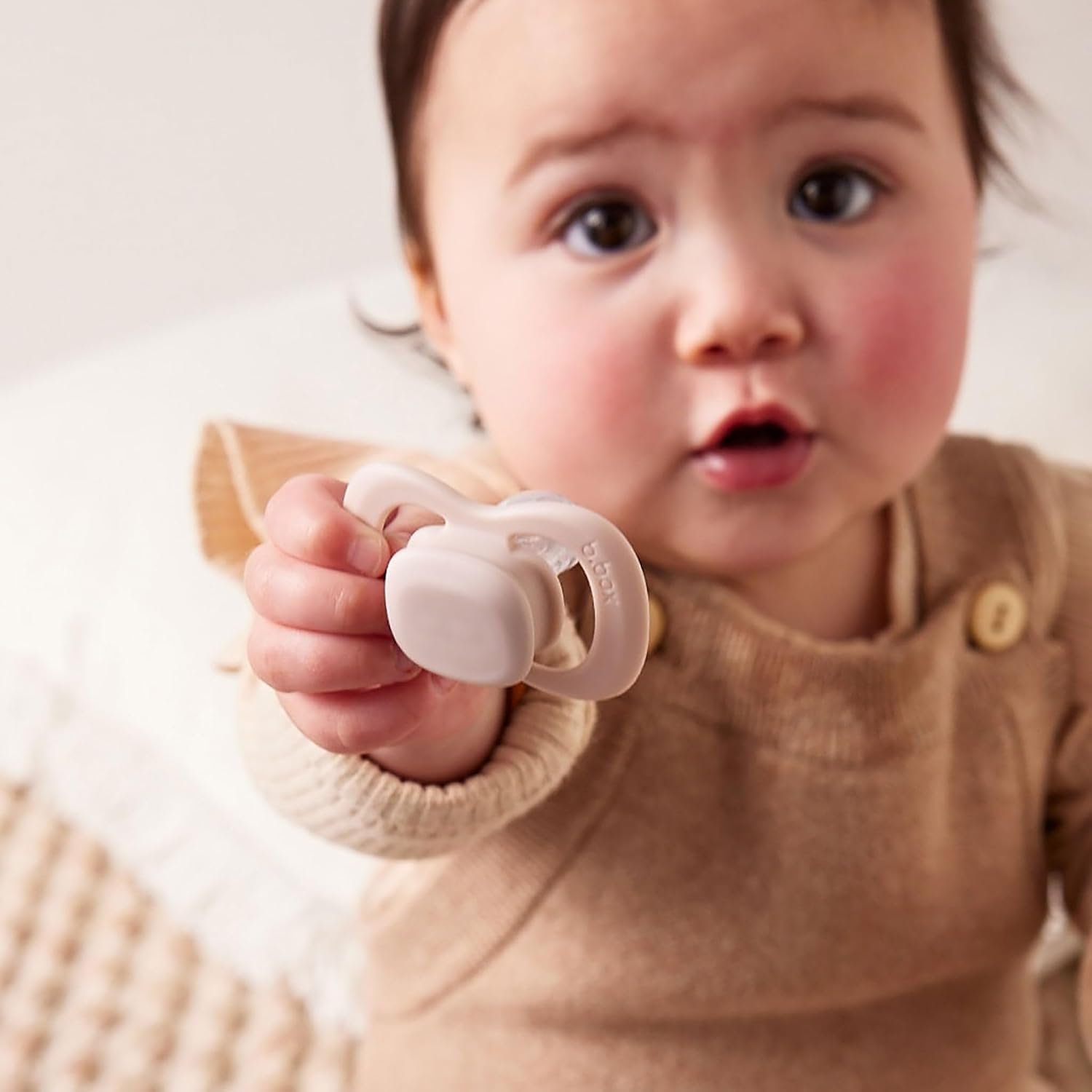 B.Box Silicone Pacifier Twin Pack, Blush/Latte, Size 1 image number 6