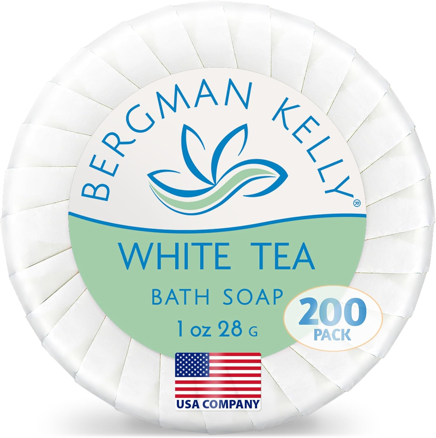 BERGMAN KELLY - Hotel Soap Bars - White Tea, 1 Oz, 200 PK - Travel Size Luxury Bulk Amenities Bar Soap, Mini Individually Wrapped round Soap - Small Toiletries for Airbnb, Motel, Guest Bathroom image number 6