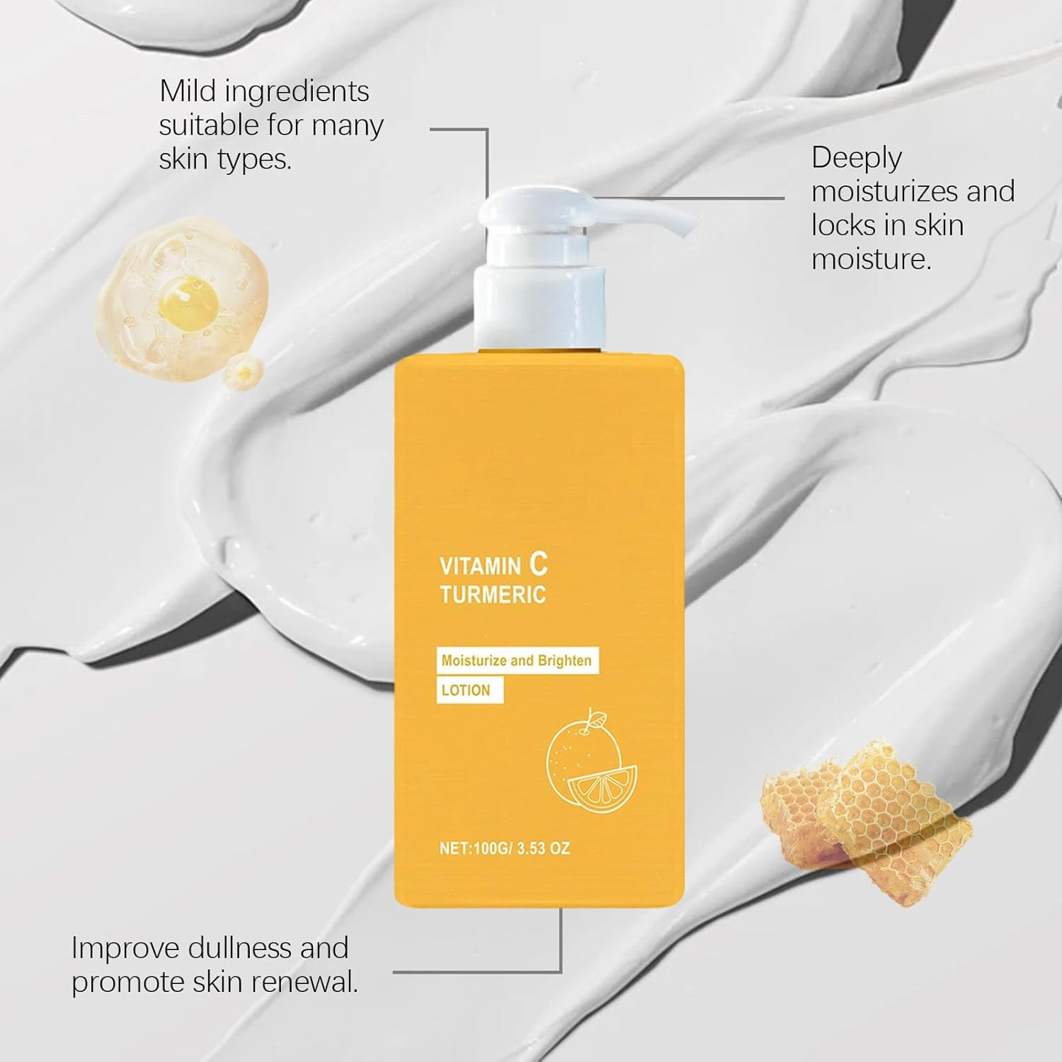 Turmeric & Vitamin C Face Body Moisturizer Lotion, Anti-Aging Firming Body Lotion for Dry Skin, Firming, Brightening, Even Skin Tone, Removing Dark Spots, All-Day Protection (2Pcs) - 3Pcs image number 2